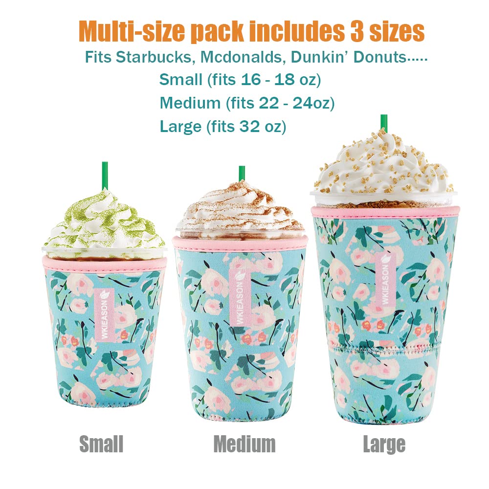 Reusable Iced Coffee Insulator Sleeve For Cold Beverages And Neoprene Cold Coffee Cup Sleeves Cooler Cover 16-32Oz For Coffee Cu