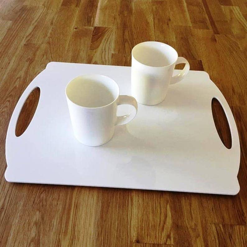 Indian Decor 48422 Rectangle Flat Serving Tray  White Gloss Finish Acrylic, 3Mm Thick 30Cm X 40Cm 12X16