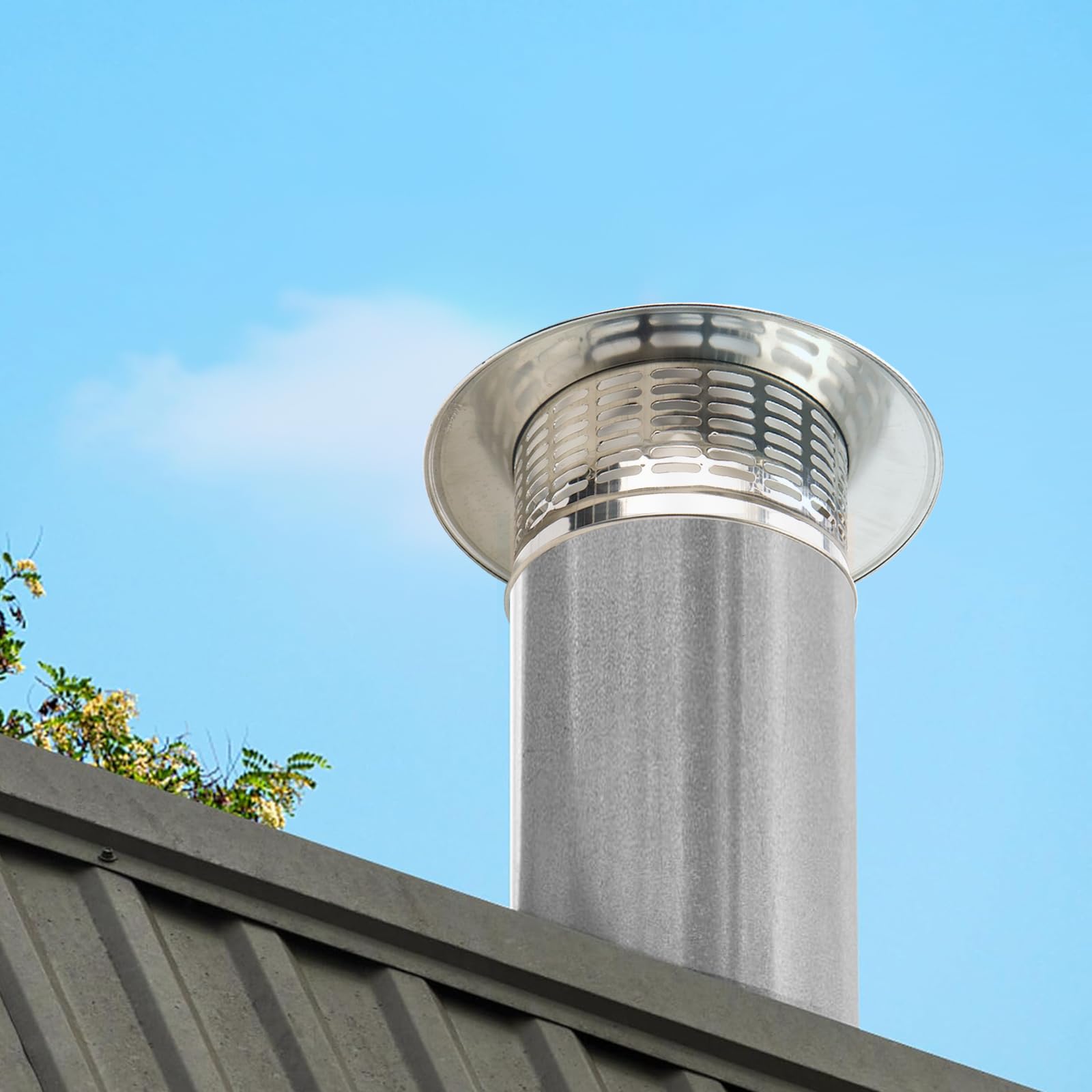 Antrader 6.3 Inch Cone Top Chimney Cap, Round Chimney Cap Chimney Cover Cap Chimney Cover Outside Roof Silver Fireplace Screen C