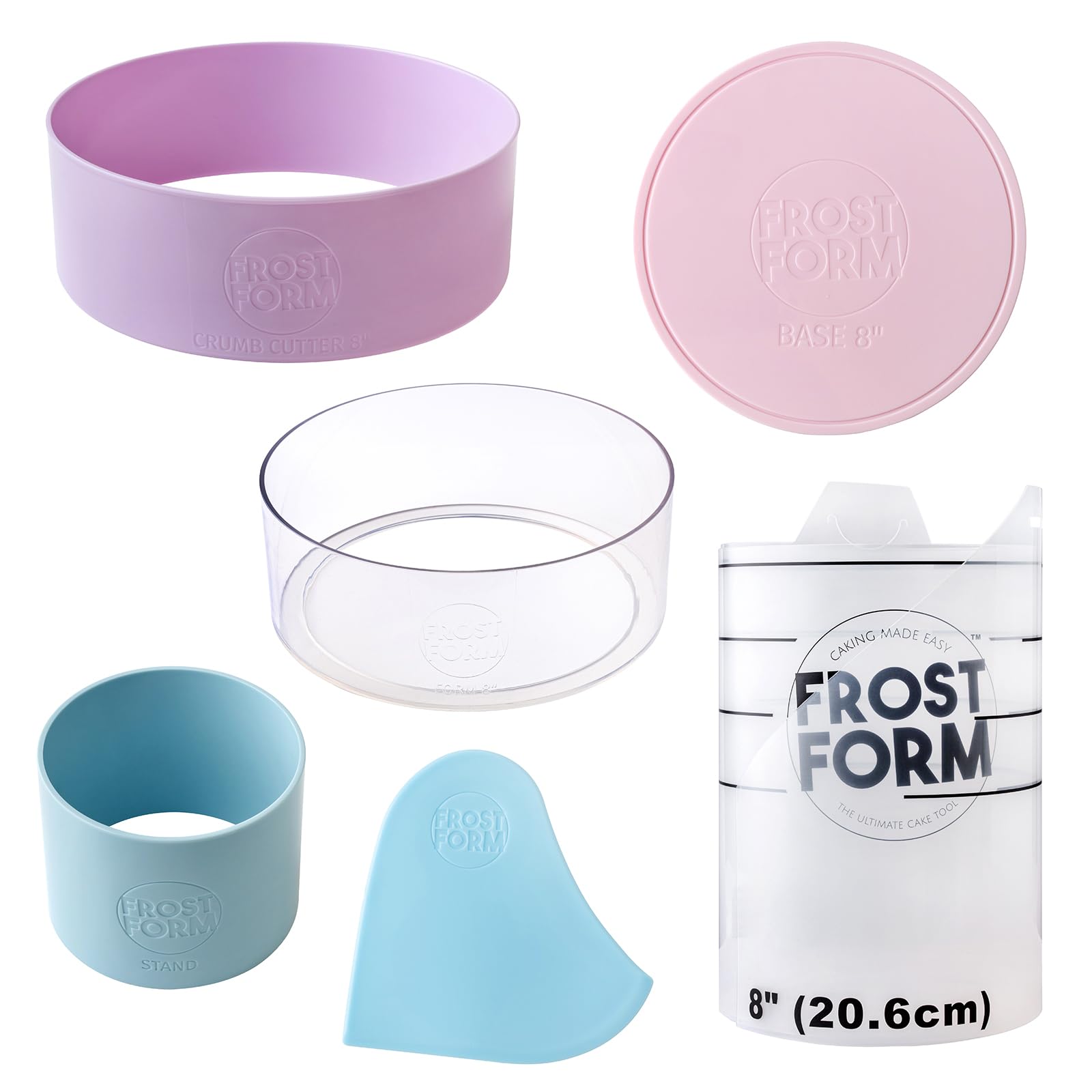 Frost Form - Starter + Kit (8 Inch) 7-Piece Set | Professional-Quality, Food-Grade Plastic | Cake Frosting | Beginners And Pros