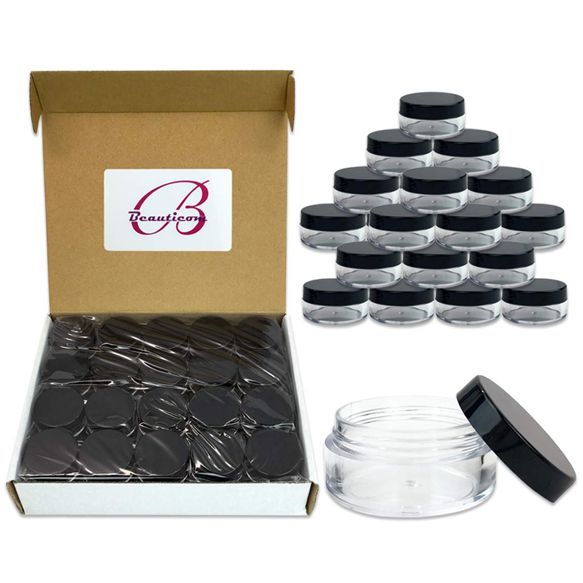 Beauticom 40Pcs 10 Gram (0.35 Oz) Plastic Pot Jars - Bpa Free Clear Round Acrylic Container For Travel, Cosmetic, Makeup, Bead,