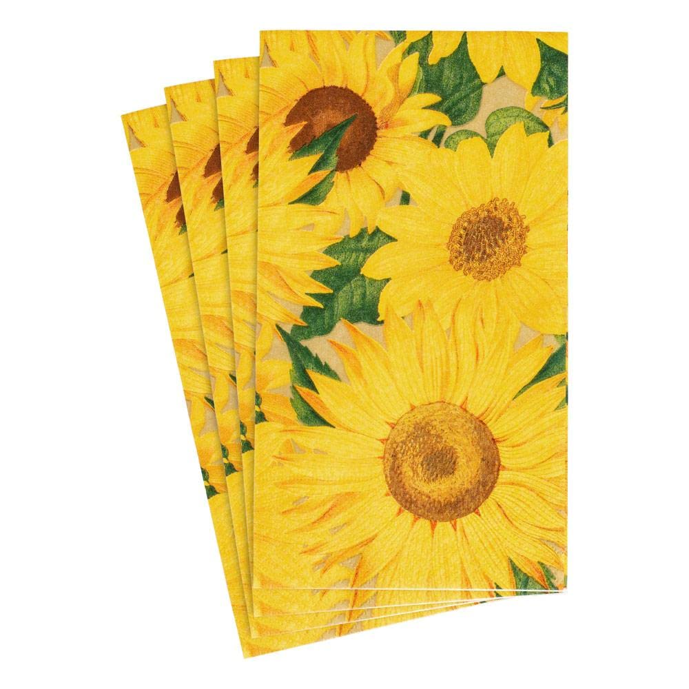 Caspari Sunflowers Paper Guest Towel Napkins - 15 Per Package
