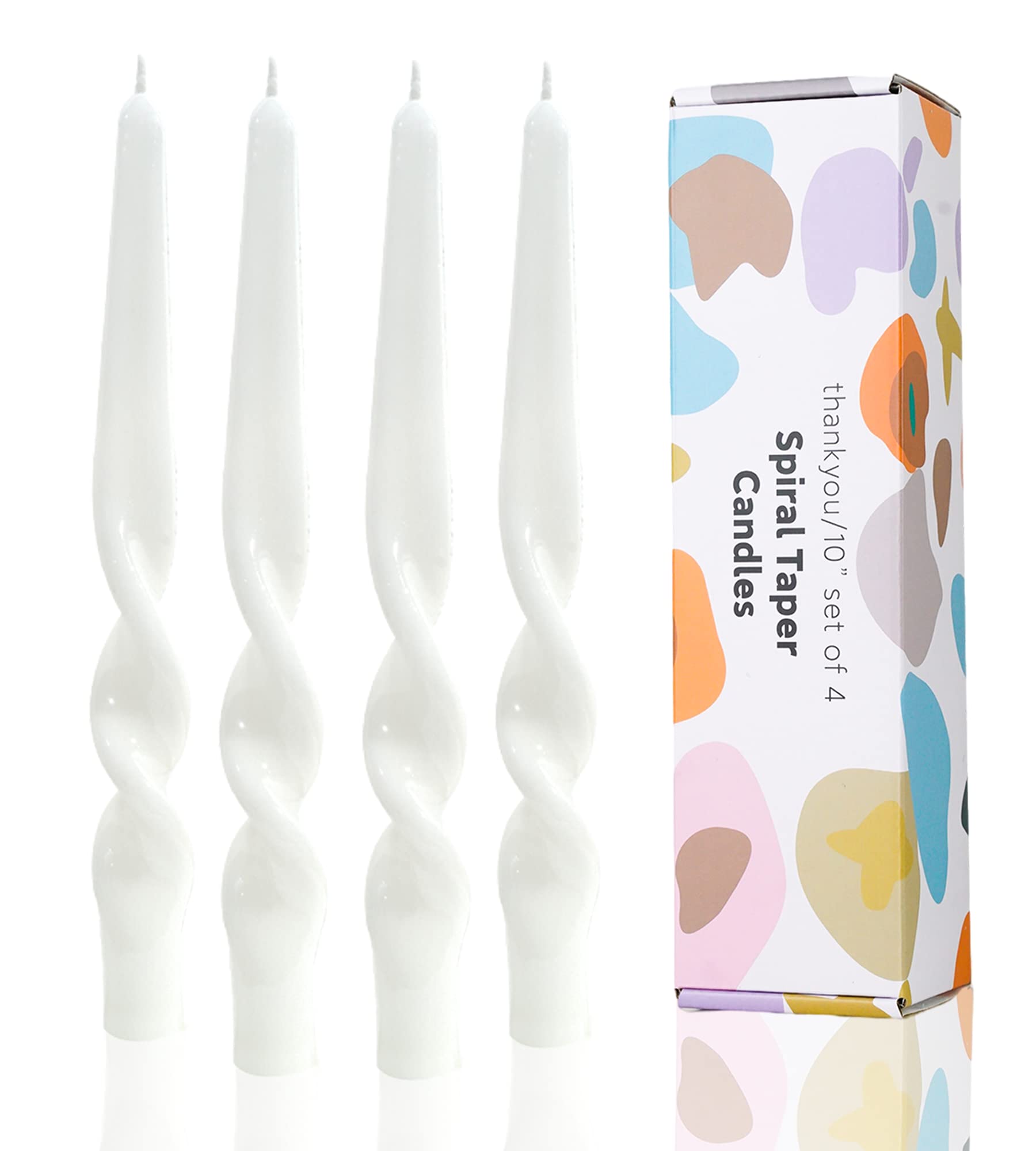 LPUSA White Spiral Taper Candles Twisted Candle Conical Stick Candles for Holiday Wedding Party Wax Unscented Dinner Candle Drip