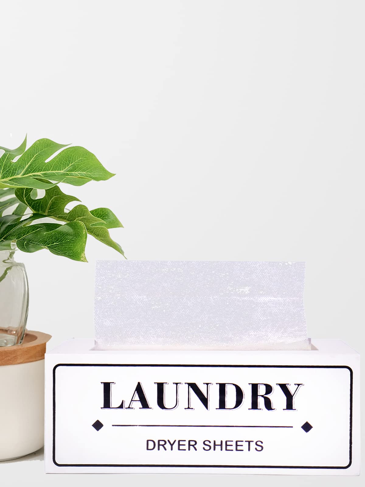 Dryer Sheet Holder Dispenser Container  Space Saving Laundry Room Organization and Storage  Farmhouse Laundry Dryer Sheets Holder for Laundry Room Decor  Fabric Softener Dispenser Containers  White