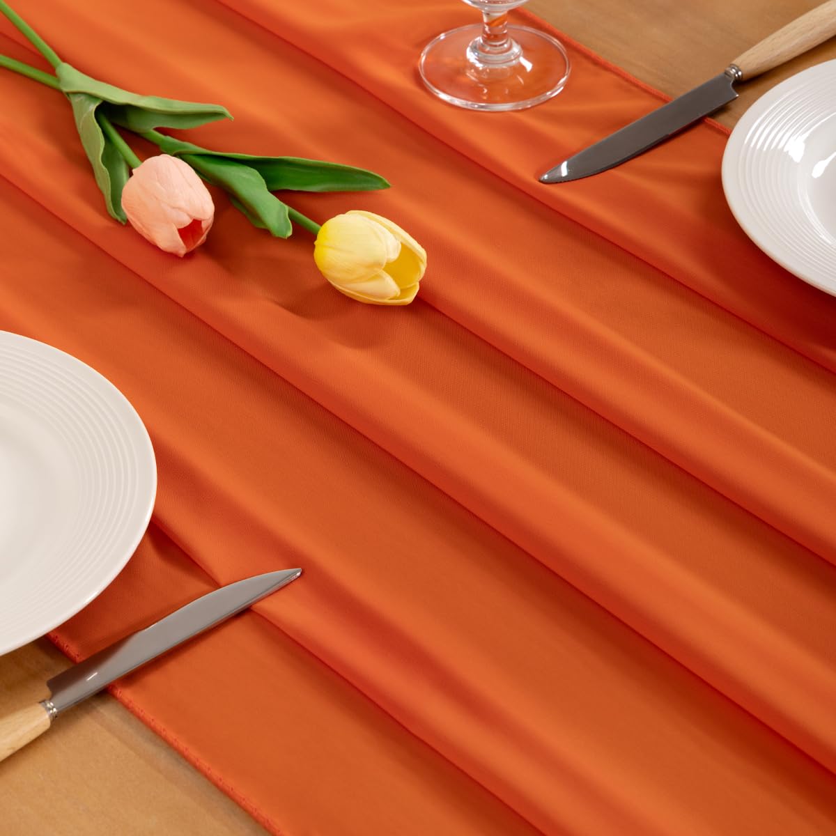 Socomi 14ft Orange Fall Thanksgiving Chiffon Table Runner 29x170 in Sheer Wedding Runner Romantic Rustic Table Runner for Baby S