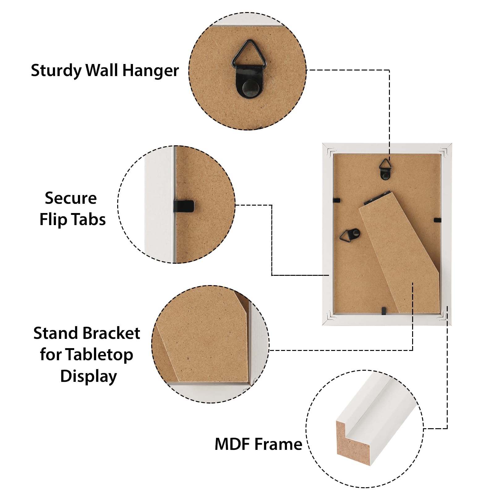 HORLIMER 4x6 Picture Frame Set of 15, White Picture Frames Display 4 by 6 Photo for Wall or Tabletop