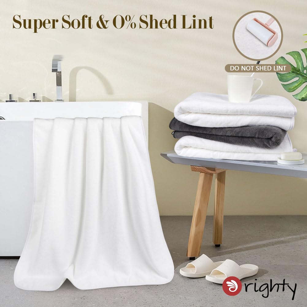 Orighty Bath Towel Set Pack of 4(27?? x 54??) - Soft Feel White Bath Towel Sets  Highly Absorbent Microfiber Towels for Body  Quick Drying  Microfiber Bath Towels for Sport  Yoga  SPA  Fitness