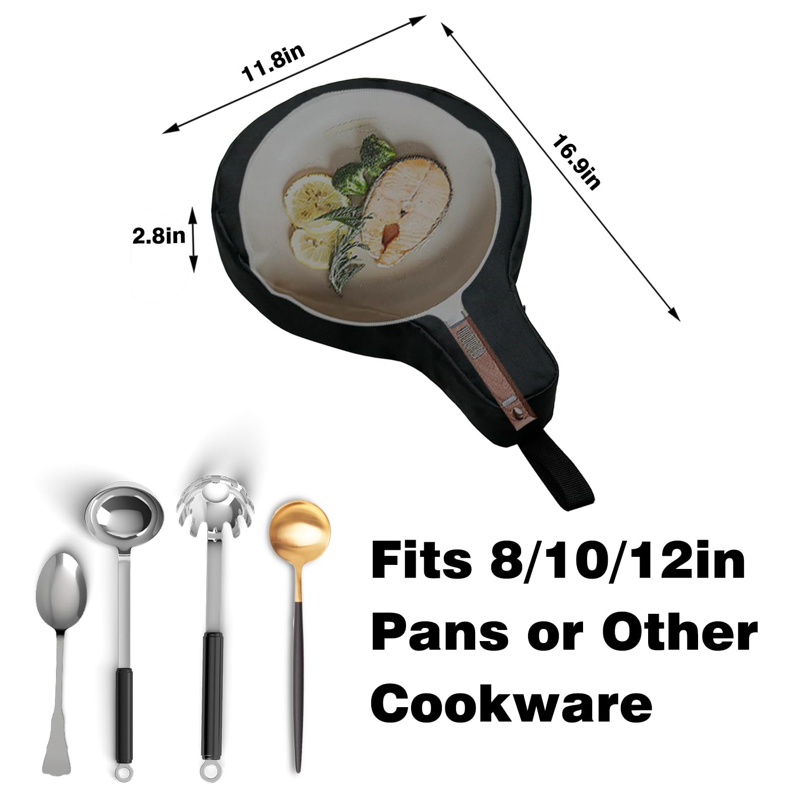 Cast Iron Skillet Bag, Witstep Frying Pan Storage Bag Fits 8/10/12 In Skillets Waterproof Camping Cast Iron Skillet Travel Carry