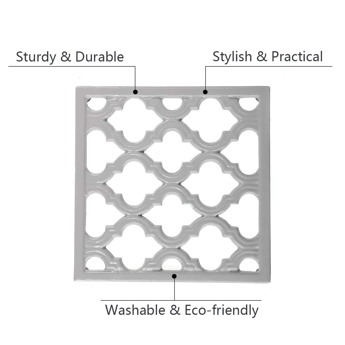 Square Cast Iron Trivet Gray Metal Trivets For Kitchen Dining, Hot Pot Holder Hot Pads For Table & Countertop - Heat Resistant T
