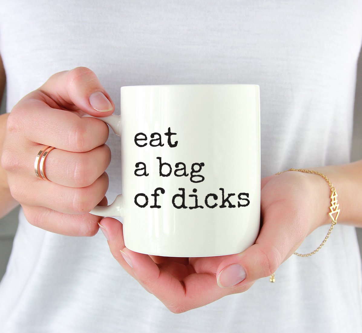 Andaz Press 11oz. Funny Rude Coffee Mug Gift, Typewriter Style, Eat a Bag of Dicks, 1-Pack