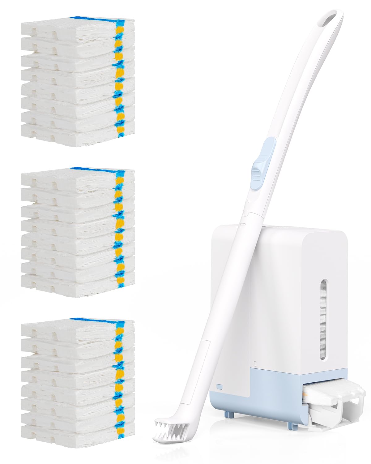 Air U+ Disposable Toilet Brush Wand Starter Kit For Scrubbing Bubbles Flushable Refills, Wall Mount Toilet Cleaning System, 1 To