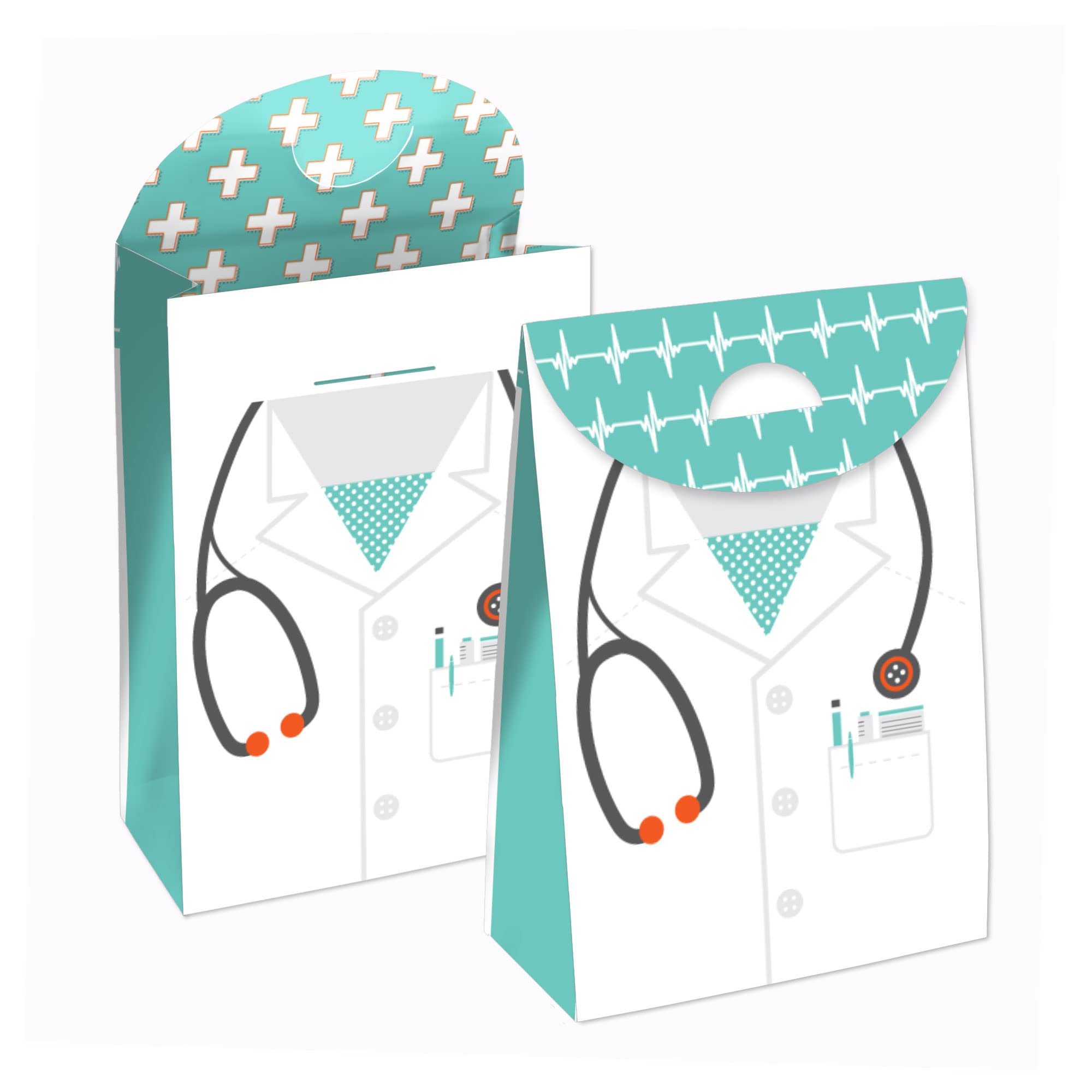 Big Dot Of Happiness Medical School Grad - Doctor Graduation Gift Favor Bags - Party Goodie Boxes - Set Of 12