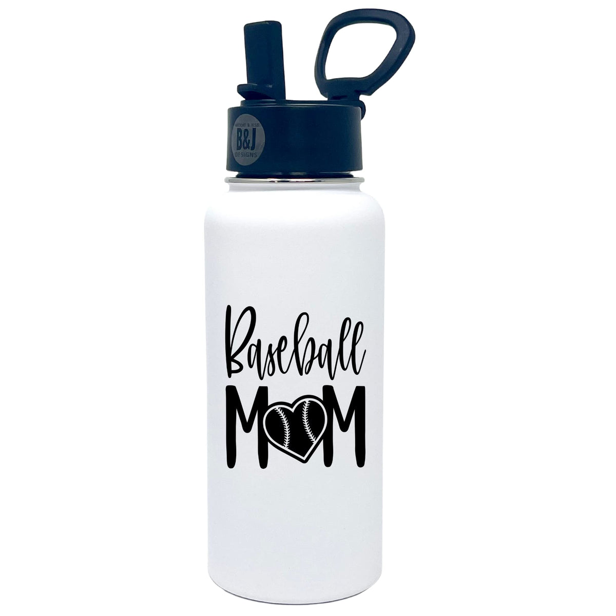 Brooke & Jess Designs Baseball Mom Tumbler Gifts - Large Insulated Water Bottle With Straw - Stainless Steel Metal 32 Oz Travel
