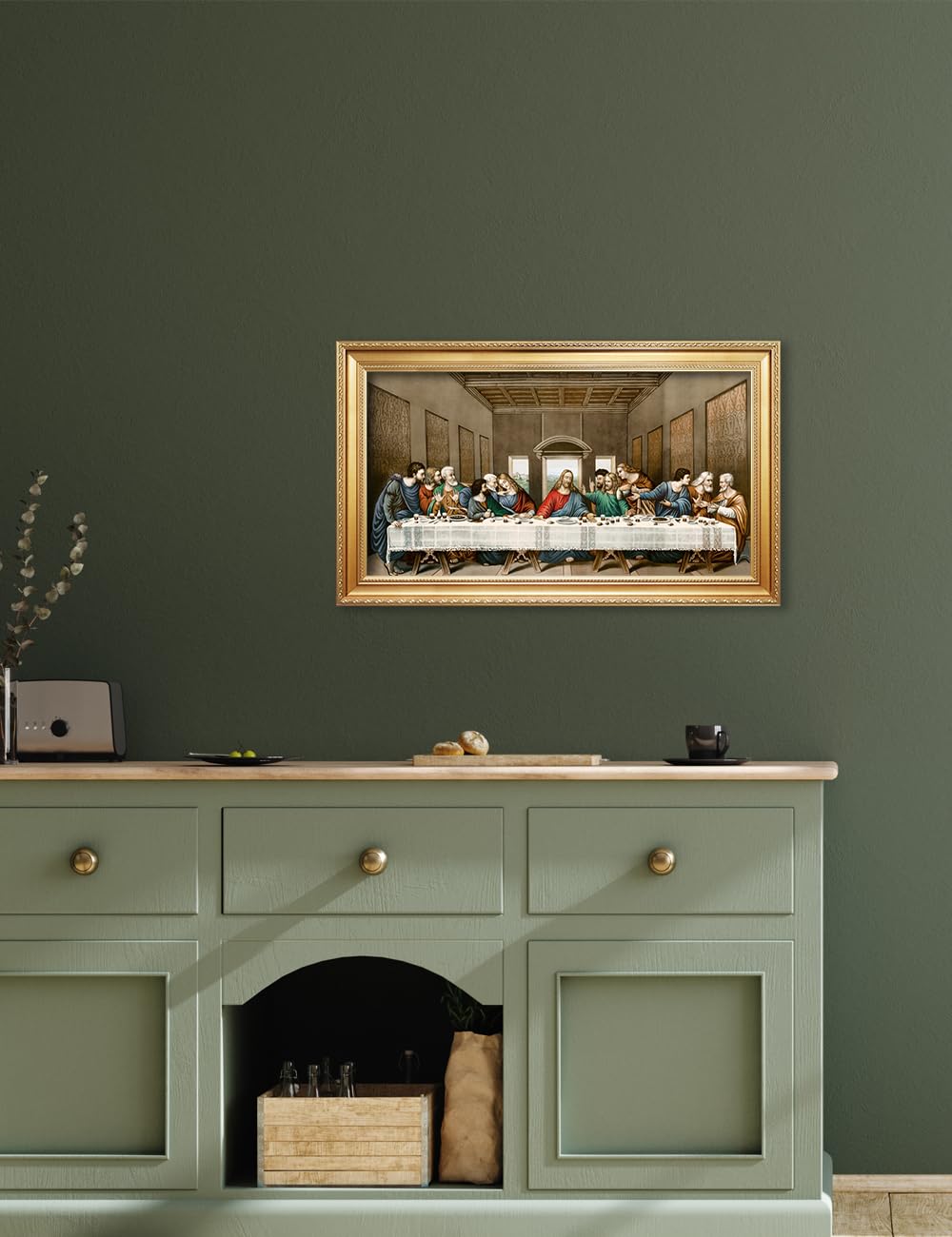 Decorarts - The Last Supper By Leonardo Da Vinci Giclee Reproducation, Giclee Prints Acid Free Cotton Canvas With Matching Gold