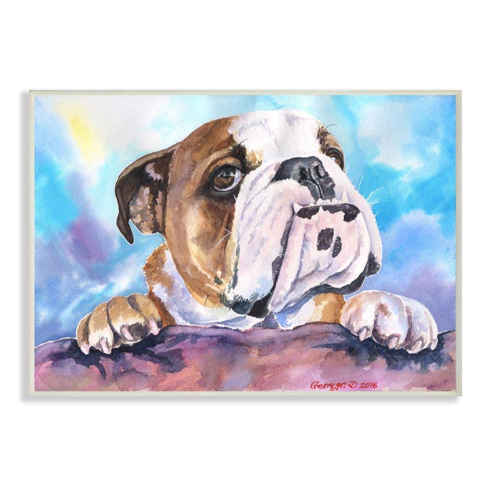 Stupell Industries English Bulldog Dog Pet Animal Watercolor Painting Wall Plaque, 10 X 15, Design By Artist George Dyachenko
