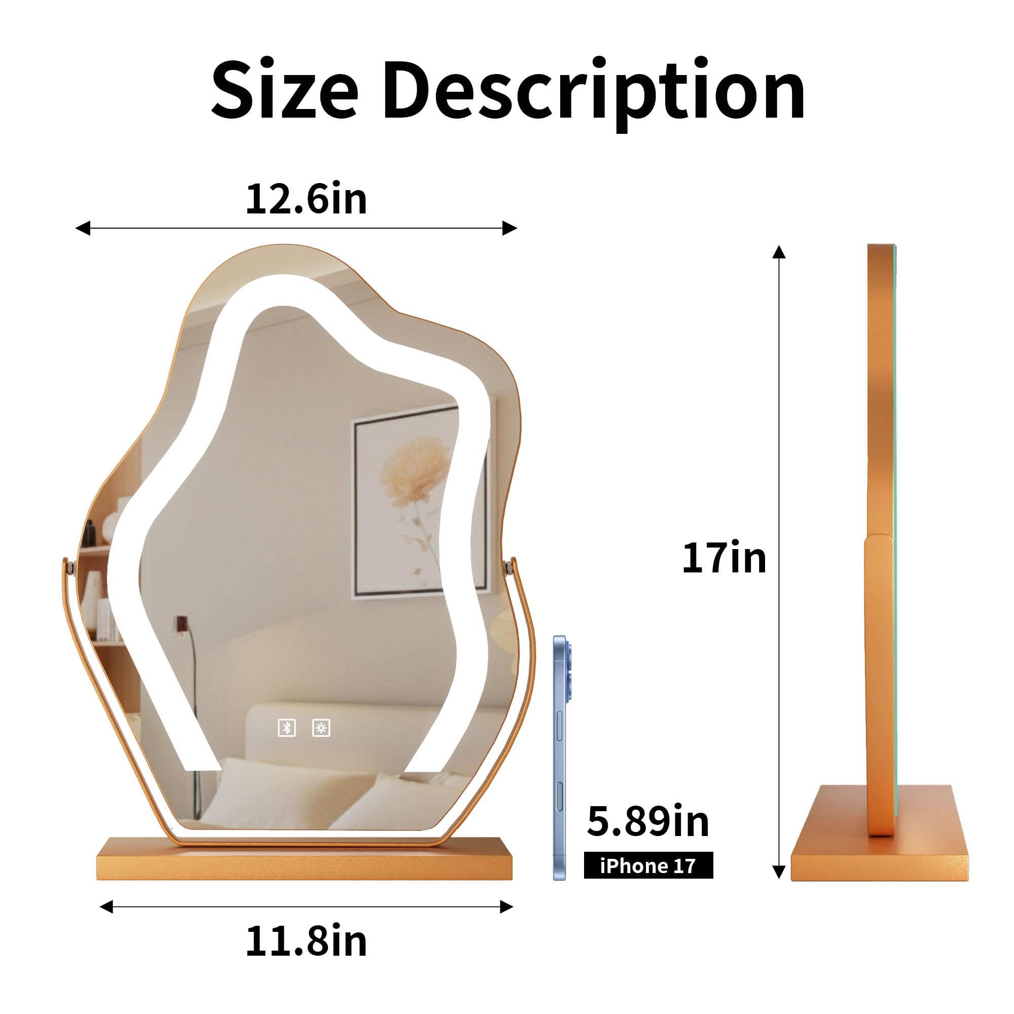 17 Makeup Mirror with Lights Tabletop Cloud Shaped