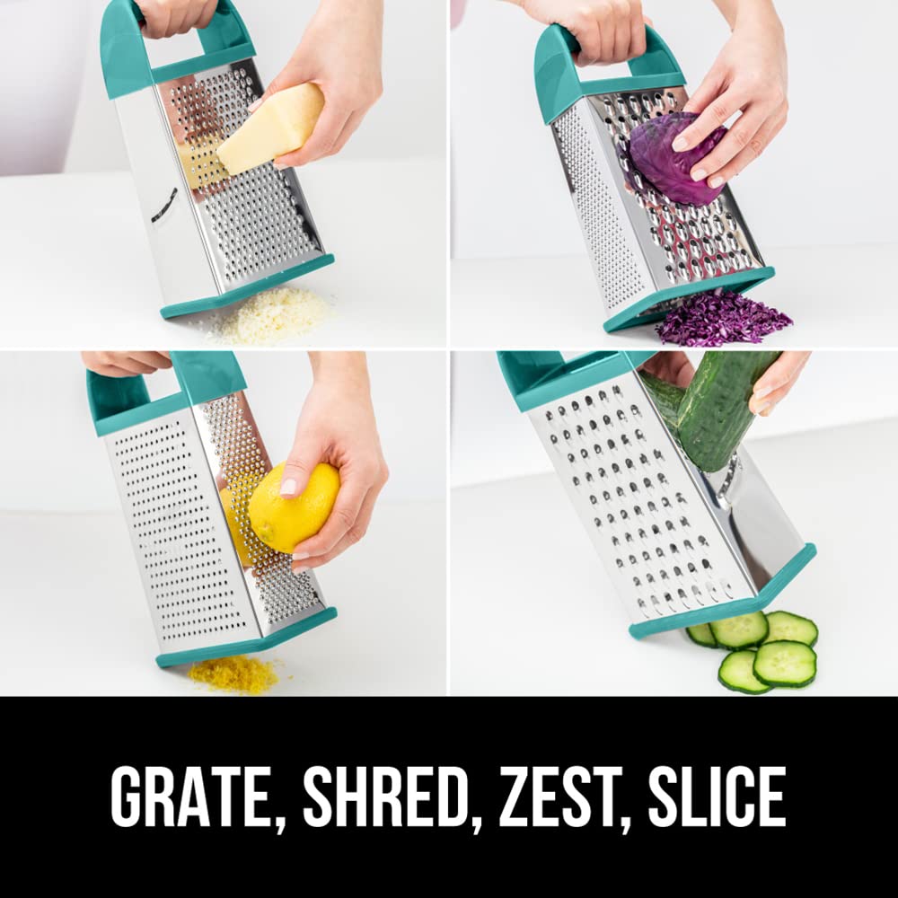 Gorilla Grip Professional 100% Bpa Free 4-Sided Cheese Slicer Grater, Stainless Steel Xl Box Graters Ergonomic Handle, Ginger Ca