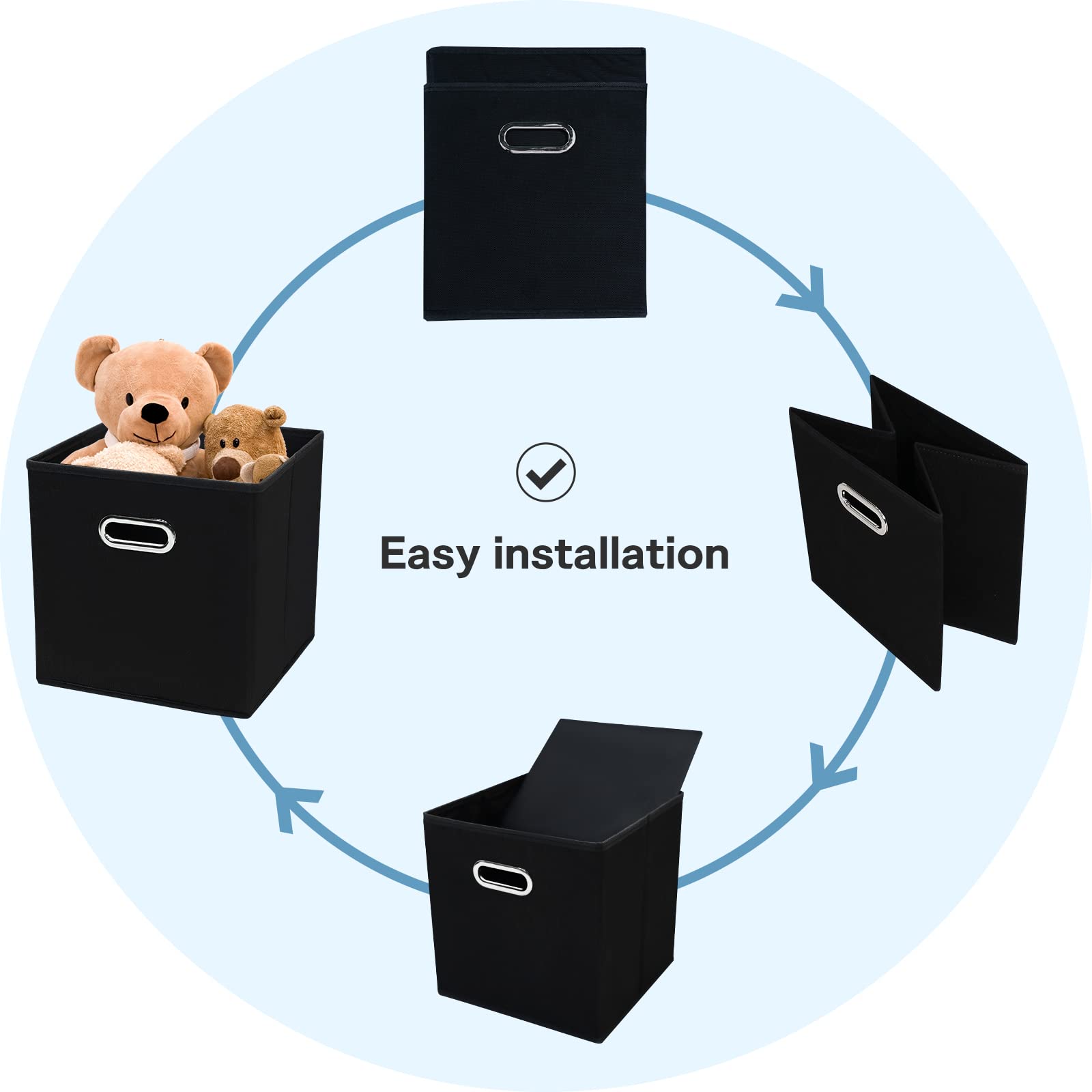 Yunkeeper Black Fabric Cubby Storage Bins