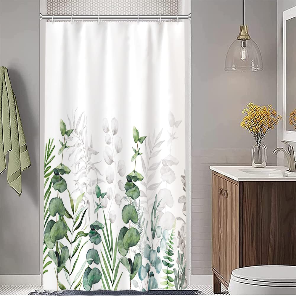 Ruelvth Stall Shower Curtain, Sage Green Eucalyptus Small Shower Curtain For Bathroom Waterproof Spring Green Leaves Rv Shower C