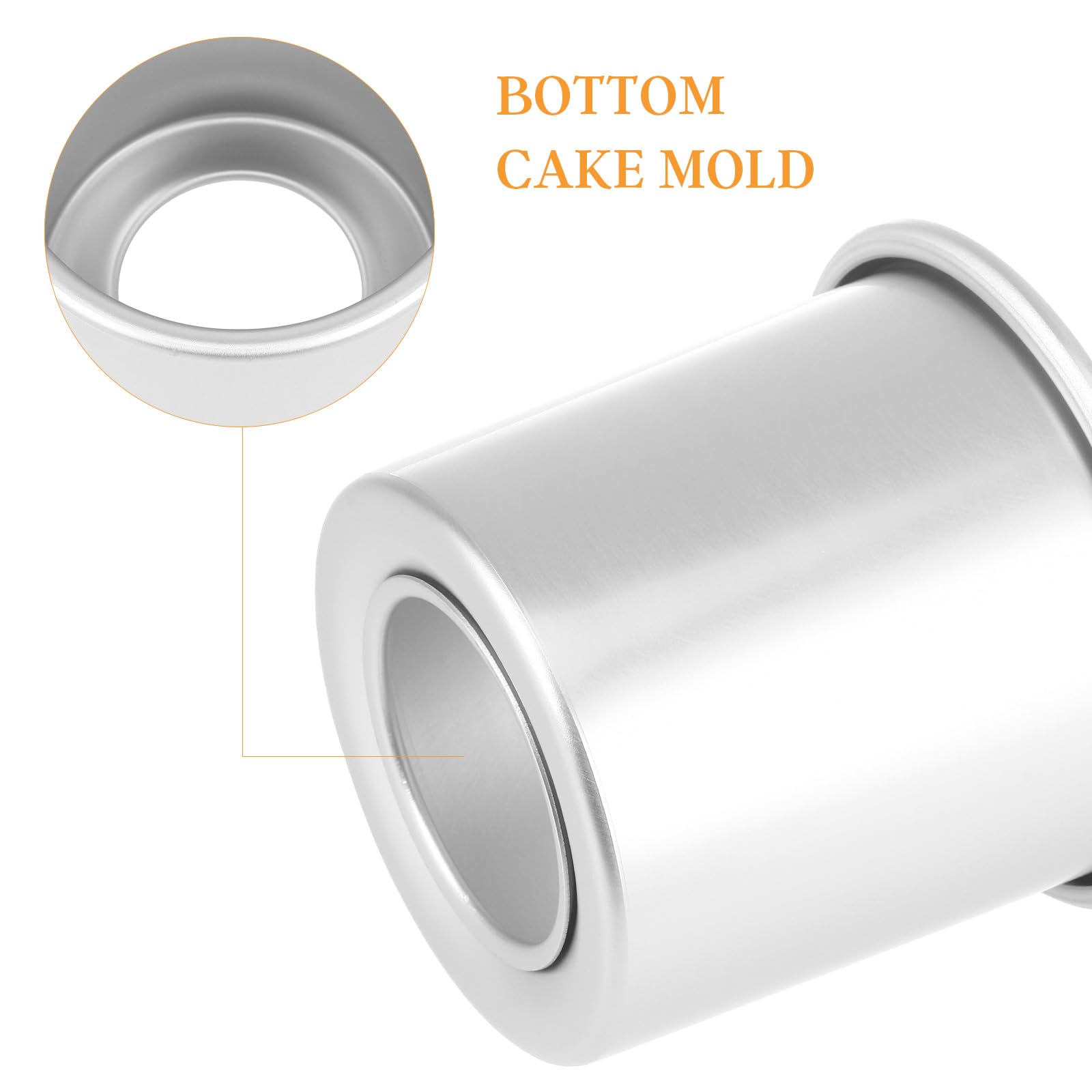 CALLARON Mini Angel Food Cake Pan, 4-Inch Non-Stick Aluminum Chiffon Tube Pan, Removable Bottom, As Shown