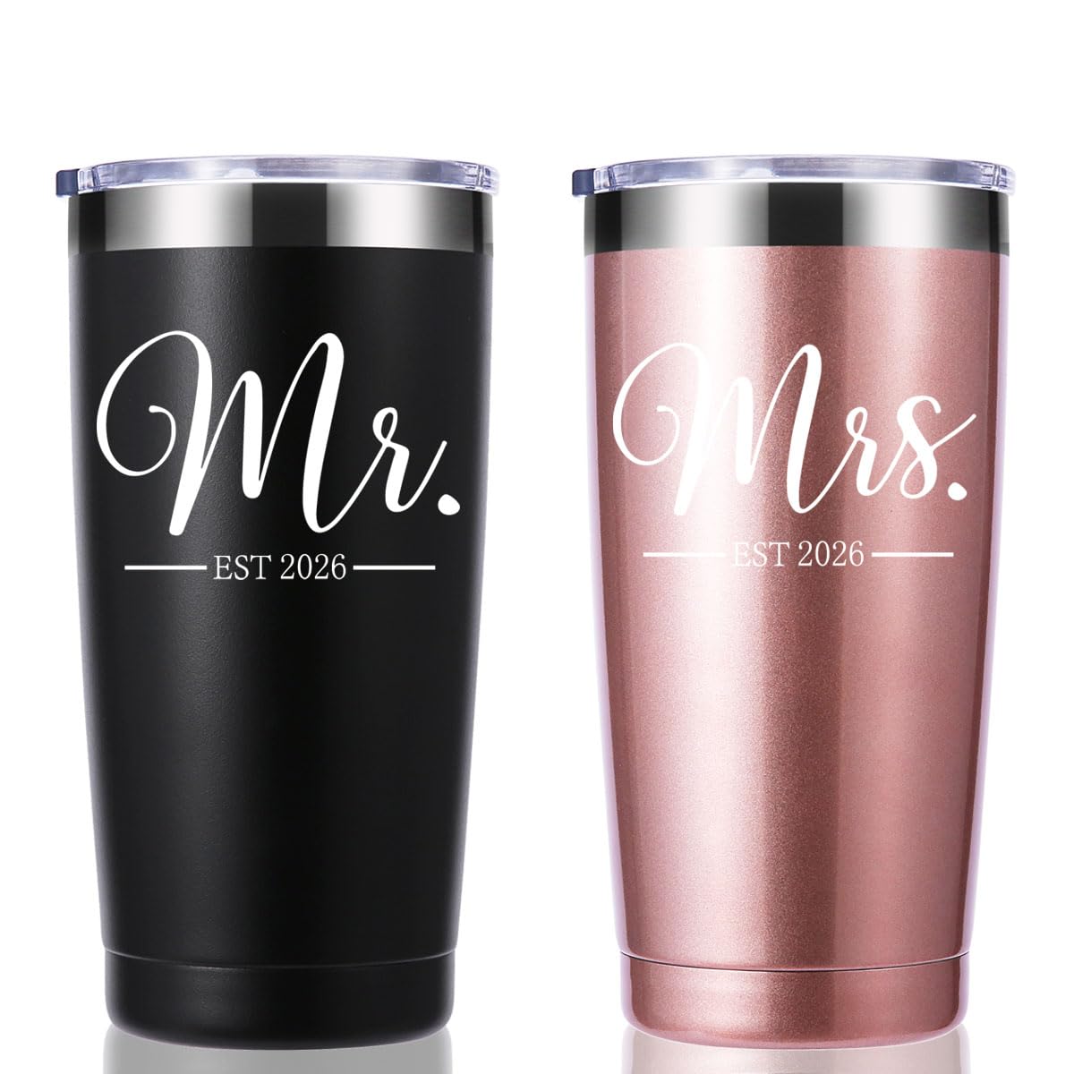 Mr and Mrs Est 2026 20 OZ Tumbler.Travel Mug Tumbler for Wedding Bride and Groom Engagement Couples Wife Husband.Newlyweds Anniv