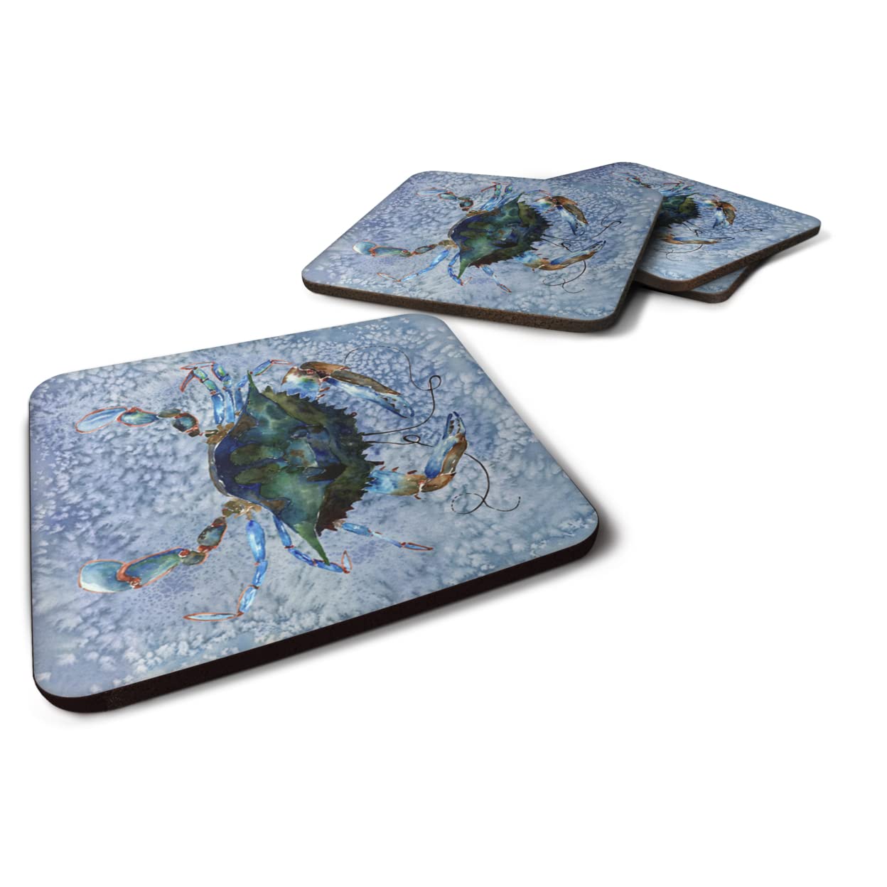 Carolines Treasures Crab Foam Coasters (Set of 4), 3.5 H x 3.5 W, Multicolor