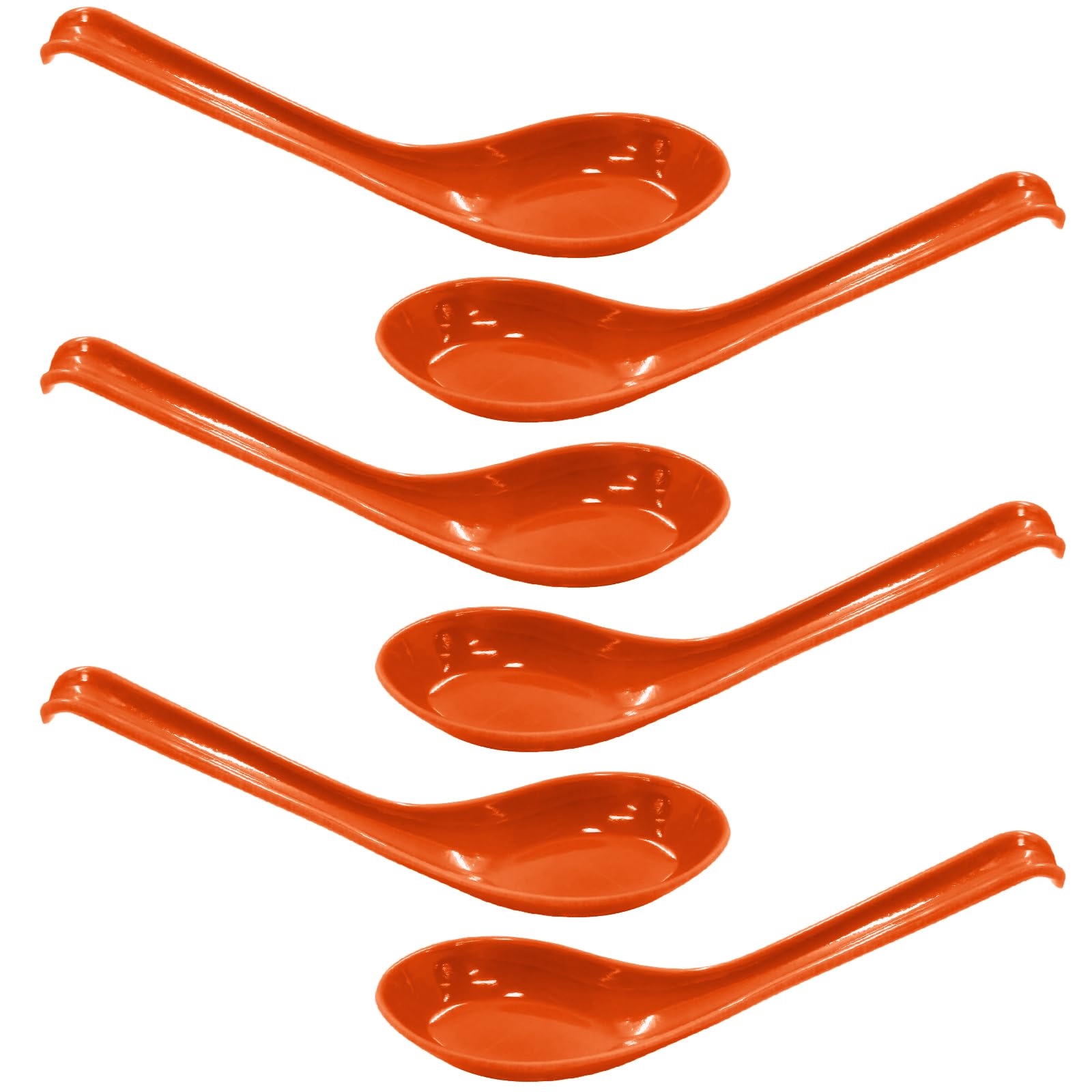 Cionyce 8PCS Asian Soup Spoons, Chinese Japanese Miso Ramen Wonton Dumpling Pho Rice Noodle Soba Soup Spoons, Orange Melamine Sp
