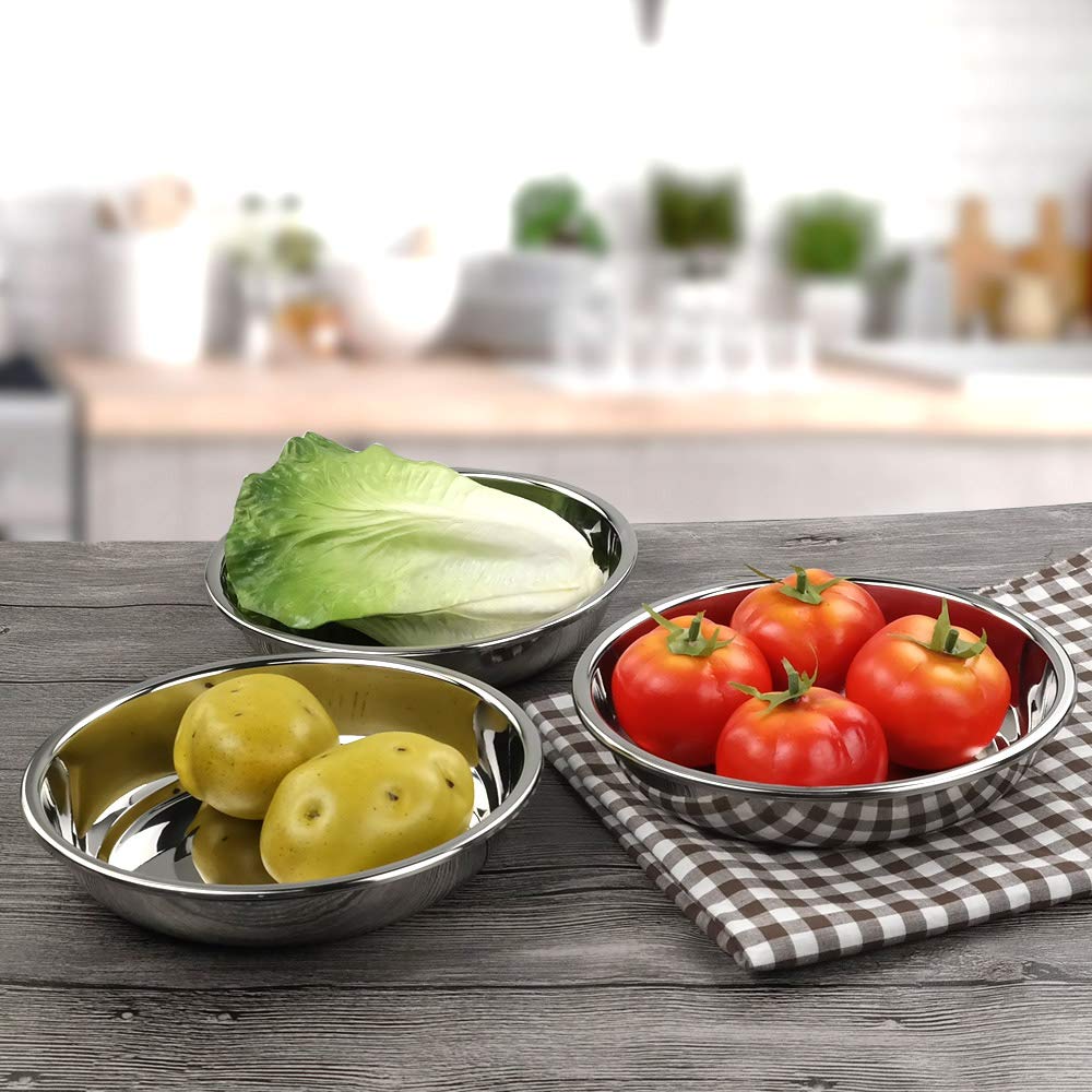 Doryh 18/10 Stainless Steel Dinner Plates Dishes Set, Round Camping Plates, 8.65-Inch/Set Of 4