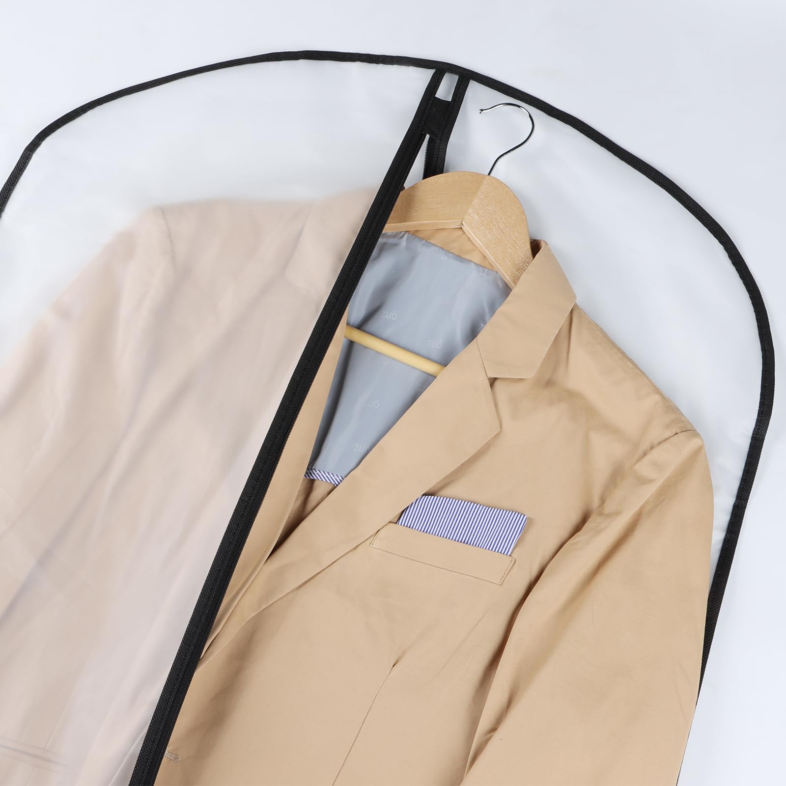 Kntiwiwo Garment Bags Clear Suit Bag For Closet Storage (40''12Pcs-Black Edges)