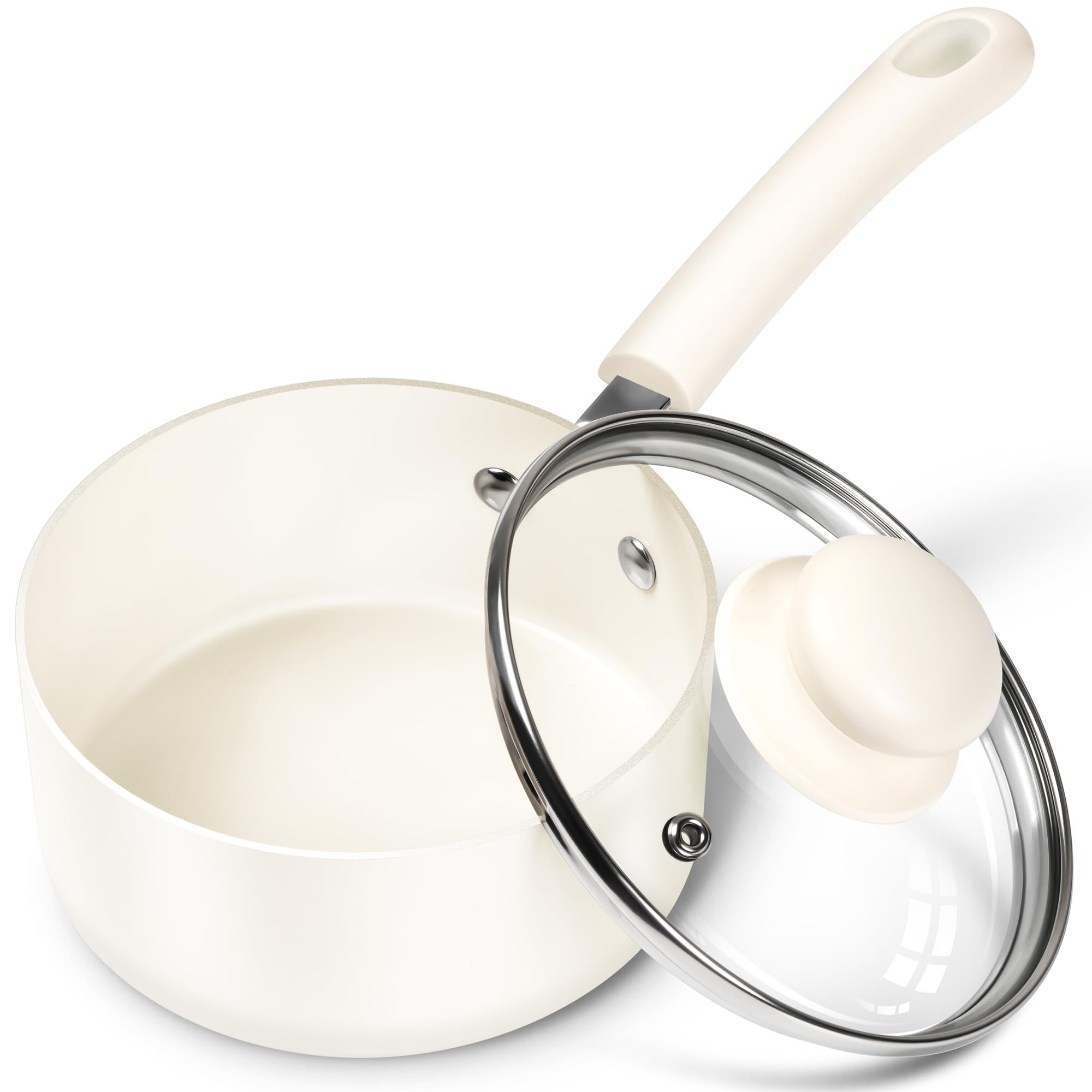 Michelangelo Sauce Pan With Lid, 1Qt Ceramic Saucepans, Nonstick Saucepan, Pfas-Free Pot, Small Pots For Cooking, Multipurpose C
