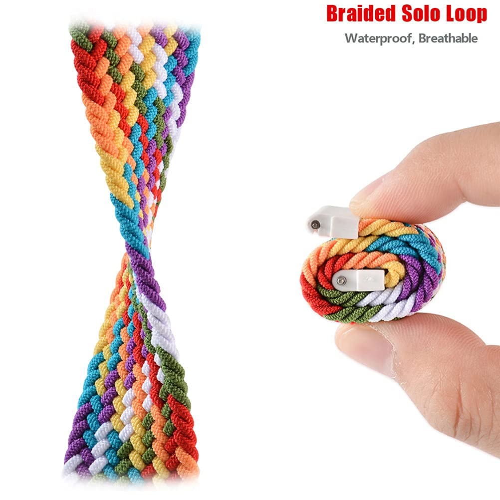 Stretch Braided Nylon Band For Samsung Galaxy Watch 3 45Mmgear S3 Classicfrontier46Mm, Soft Elastics Solo Loop Strap For Huawei