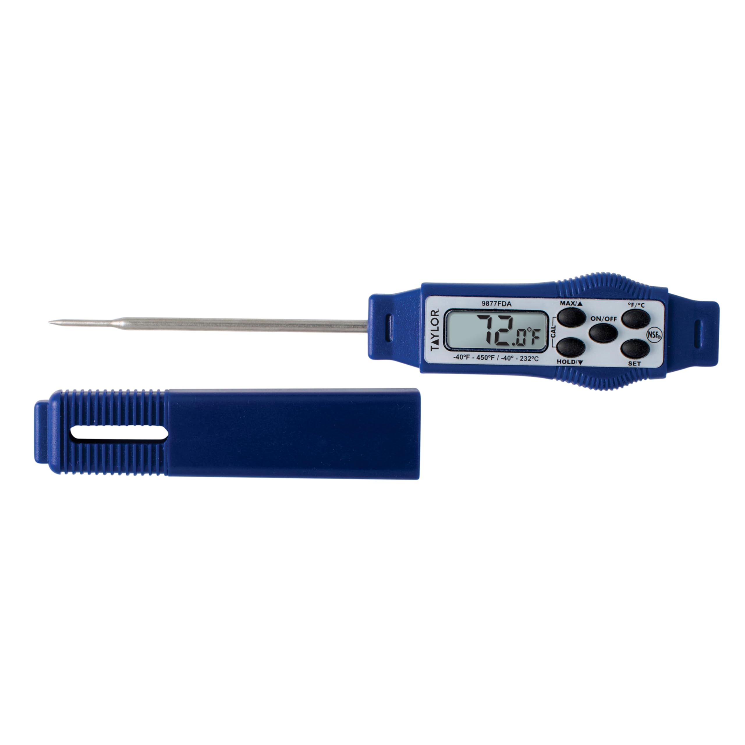 Taylor 9877FDA Compact Waterproof Digital Food Thermometer, 2.81 Inch Stem Length with FDA-Recommended 1.5mm Probe, NSF Certifie