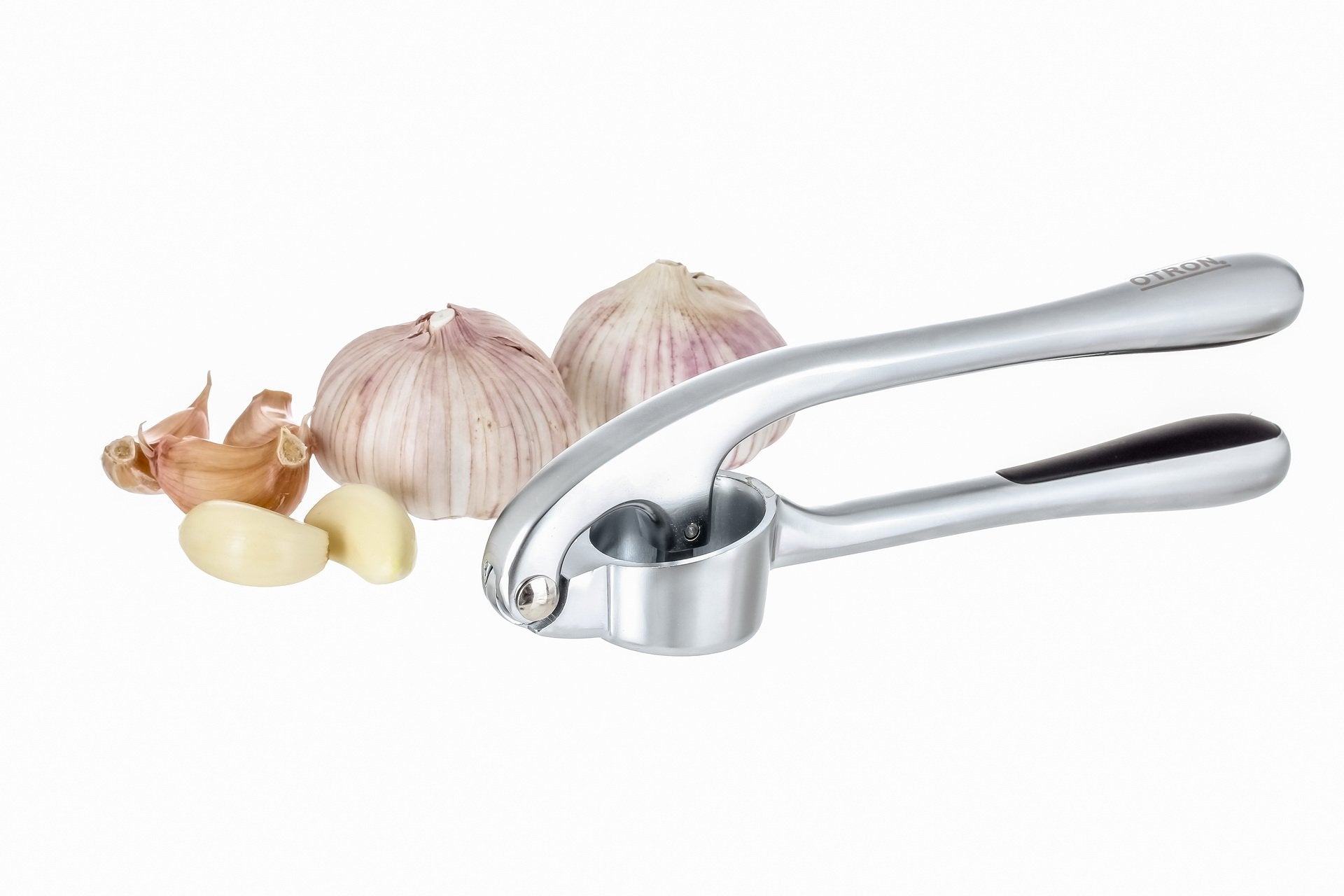 Otron Premium Garlic Press, Stainless Steel, Garlic Mincer, Professional Heavy Duty, Soft-Handled, Crush Garlic Cloves, Ginger