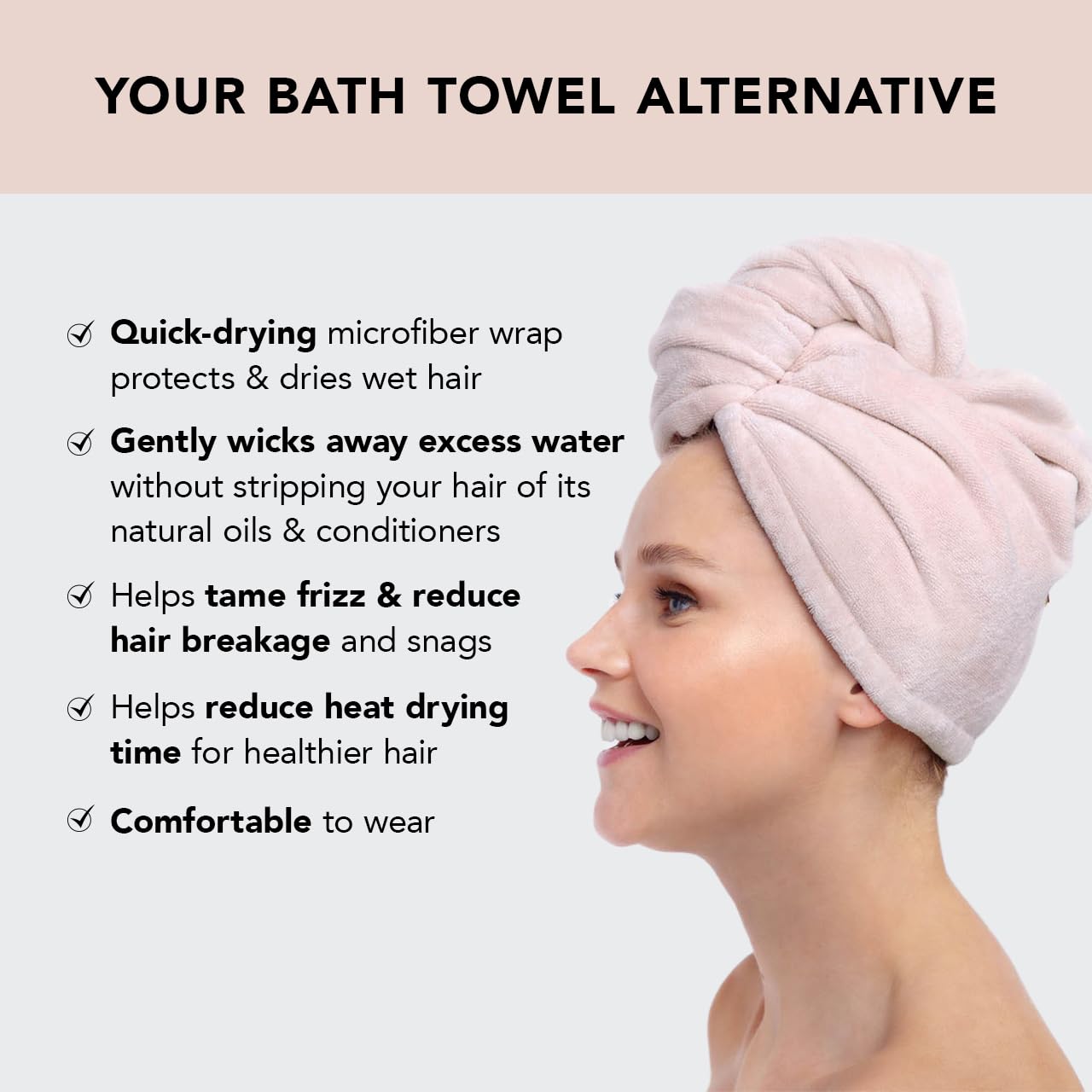 Kitsch Microfiber Hair Towel Wrap for Women - Quick Dry Towel | Microfiber Towel for Hair | Hair Drying Towel Wrap for Long Hair