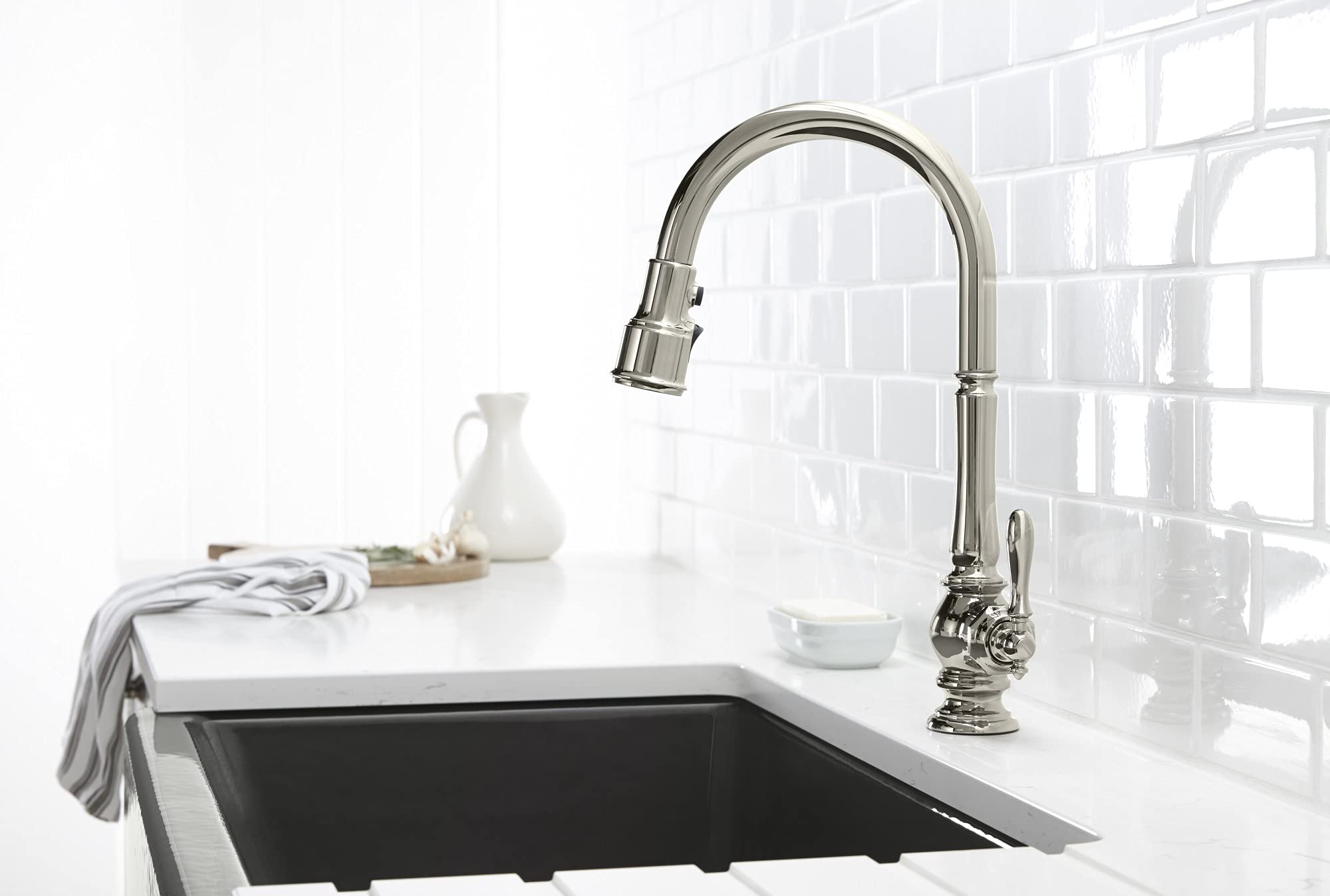 Kohler K-99259-Sn Artifacts Kitchen Sink Faucet, 17.63 X 4.31 X 8.50 Inches, Vibrant Polished Nickel
