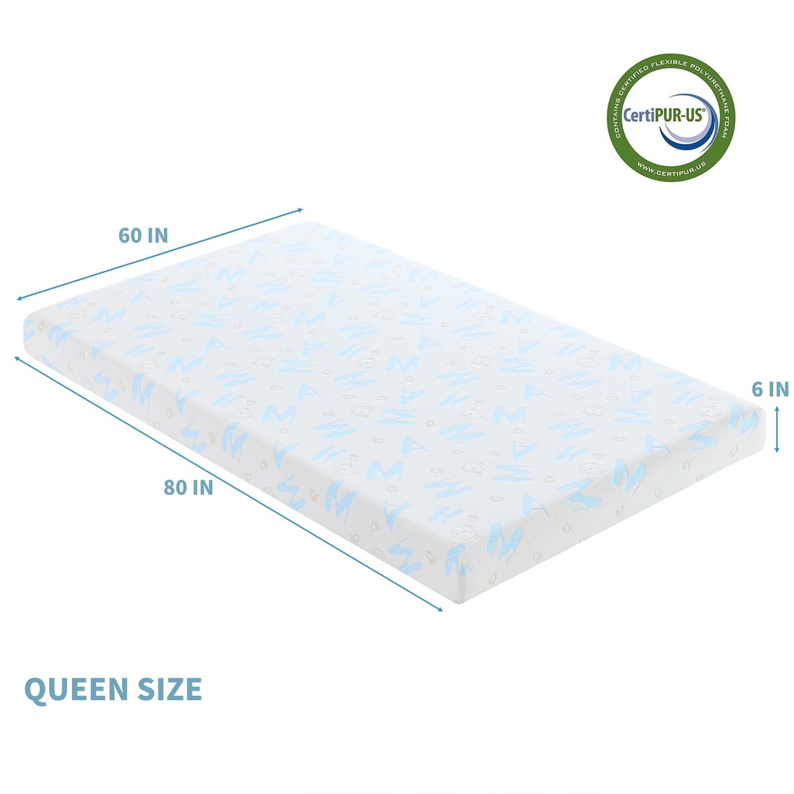 Ouui 6 Inch Queen Mattress, Removable Washable Cover Cooling Memory Foam Medium Feel, Bed-In-A-Box, Certipur-Us Certified