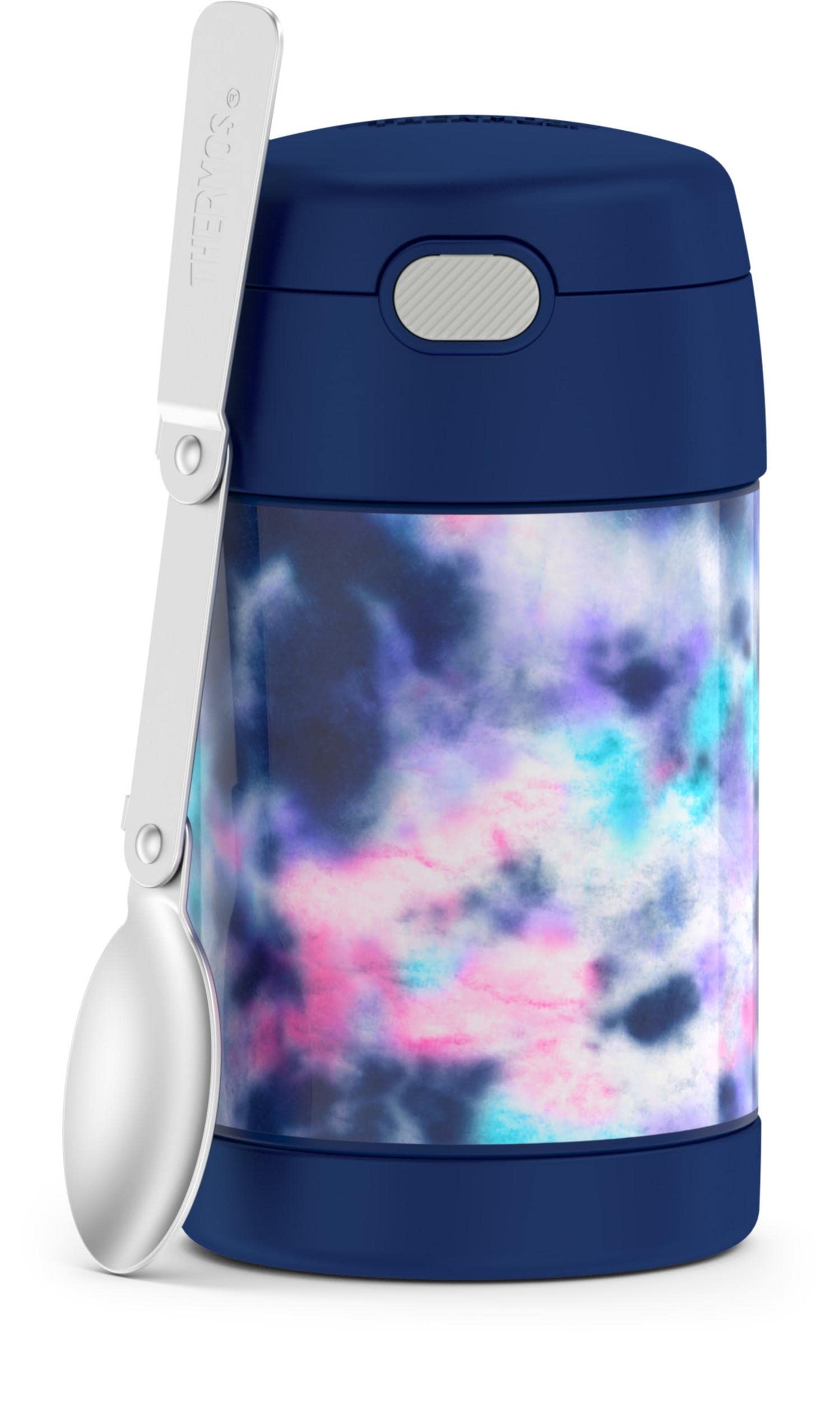 Thermos Funtainer 16 Ounce Stainless Steel Vacuum Insulated Food Jar With Spoon, Tie Dye