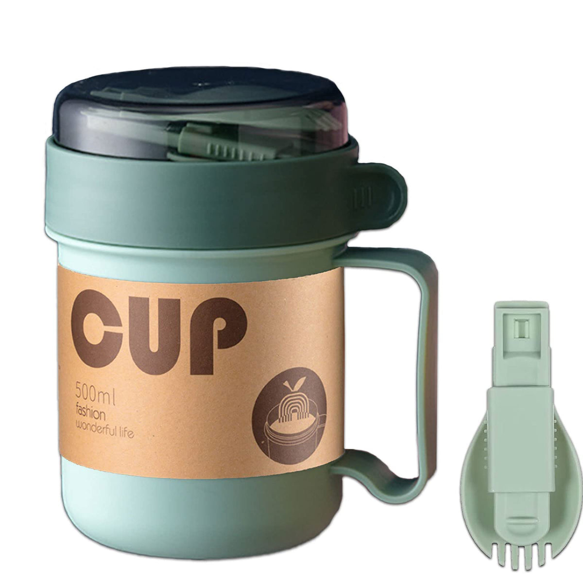 Sunshno Soup Mug With Lid And Scoop,18 Ounce Microwave Soup Mugs Food Flasks Oven Milk Cup Food Jar Container For Breakfast Soup