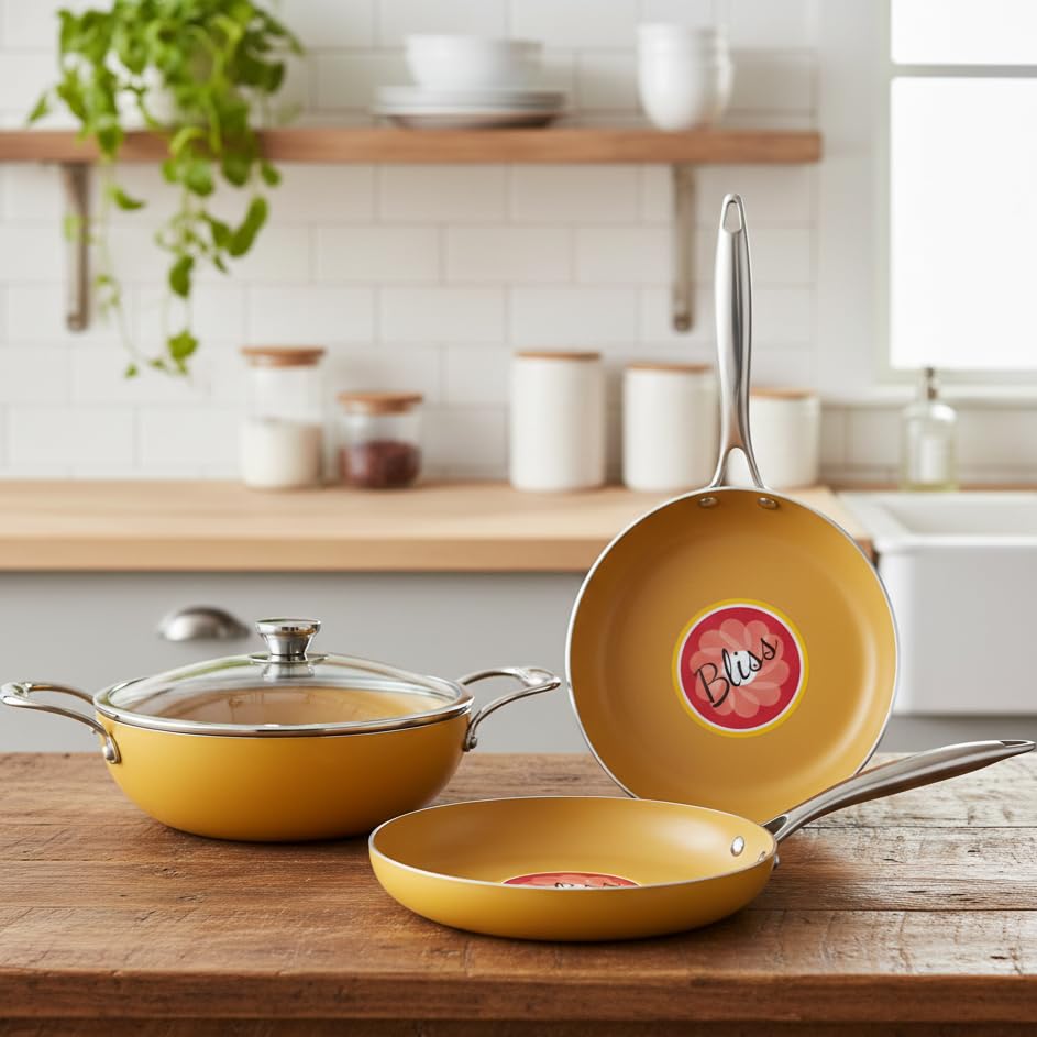 The Better Home Non Stick Cookware Set (Tawa  26Cm, Fry Pan  24Cm, Kadai With Lid  24Cm) | Aluminium Cookware Set | Induction