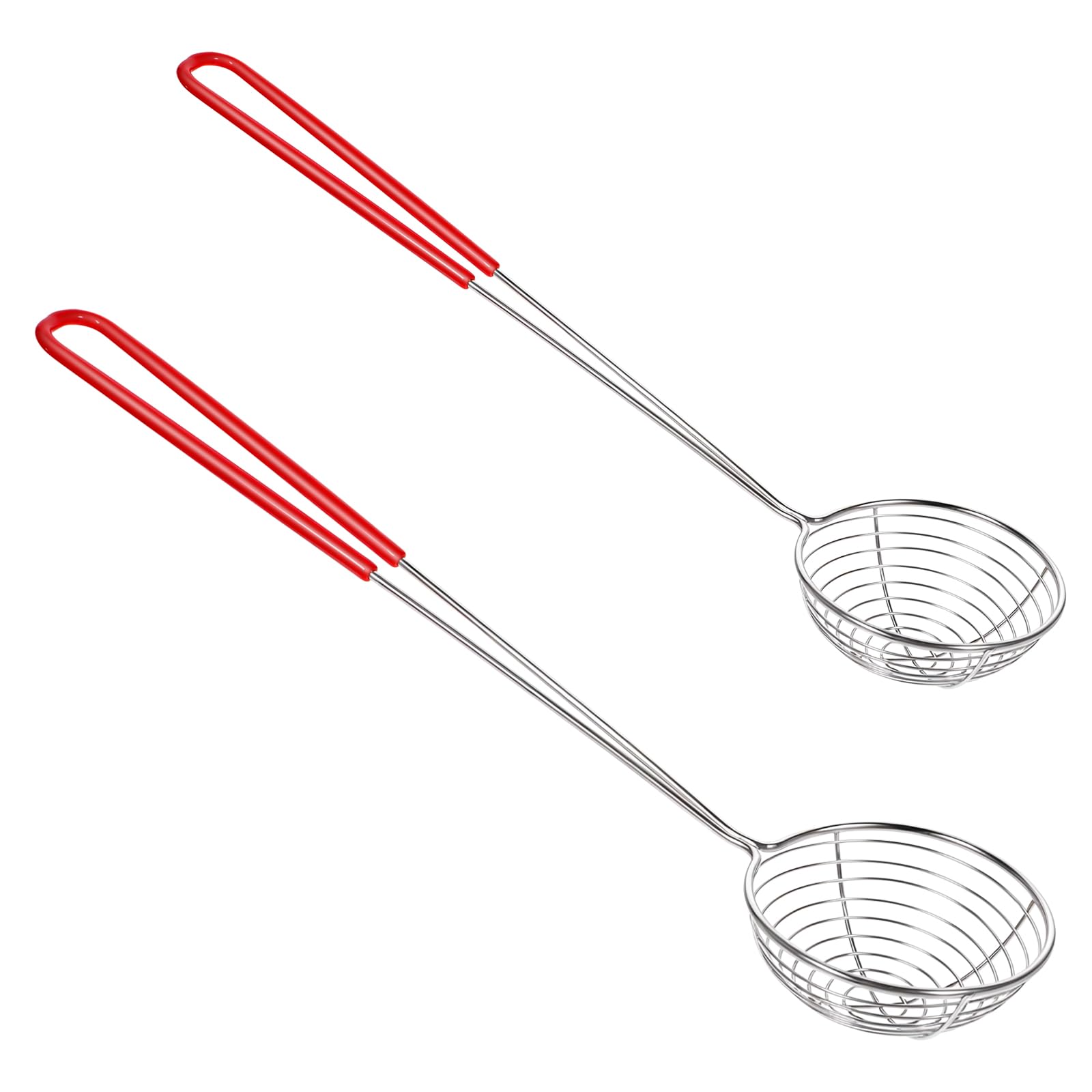 2 Sizes Stainless Steel Spider Strainer Spoon Boba Spoons Hot Pot Strainer with Handle Ladle Wire Cooking Skimmers Spoon with Ha