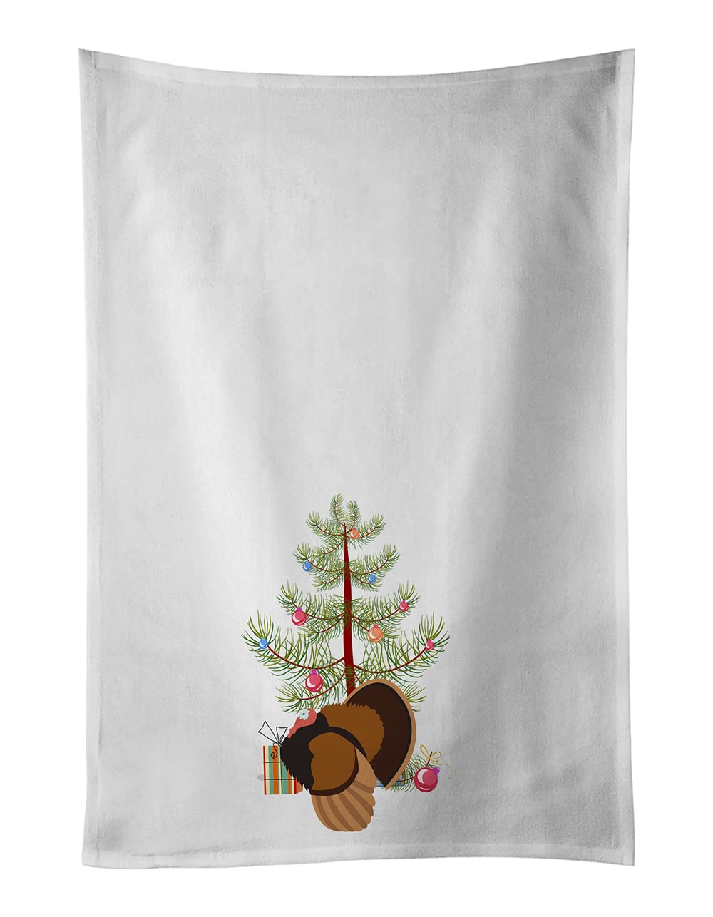 Bronze Turkey Christmas White Kitchen Towel Set of 2