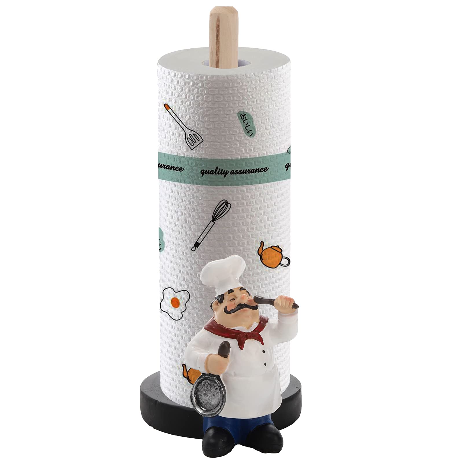 Suwimut Chef Style Paper Towel Holder, Resin Crafts Display Chef Figurines Creative Roll Paper Stand For Countertop Kitchen Cafe