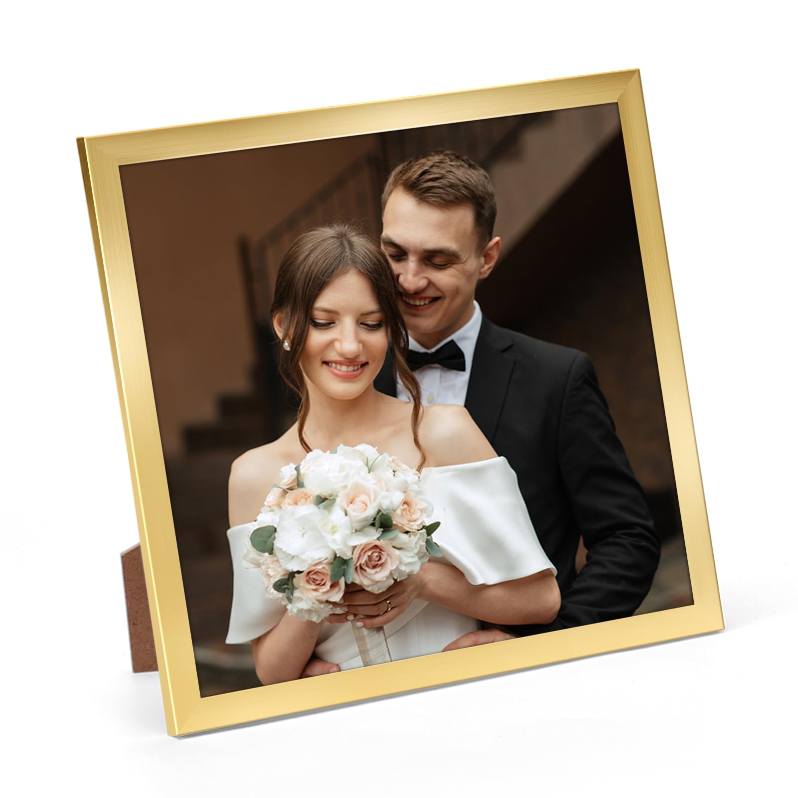 Giftgarden 8x8 Picture Frame Gold, 8 by 8 Thin Square Photo Frame for Gallery Wall Tabletop Display, Single