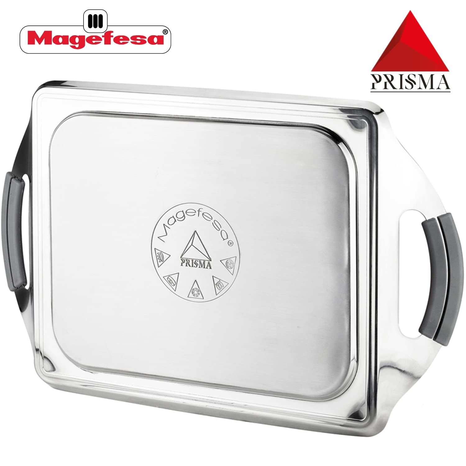 Magefesa Prisma - 10.8 Inches Teppanyaki Griddle Pan, Made In 18/10 Stainless Steel, Triple Layer Non-Stick, For All Types Of Ki