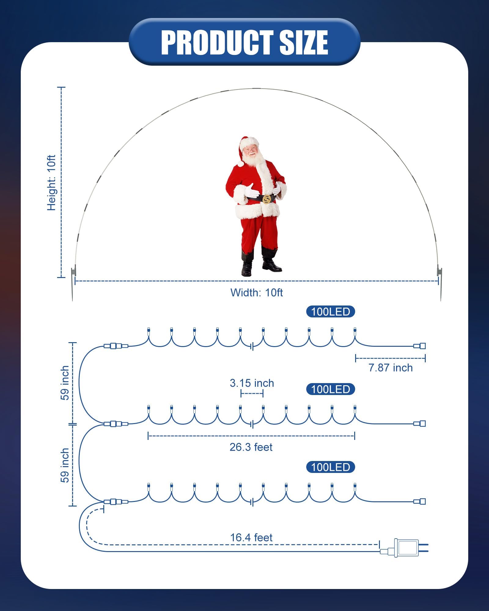 Brightown 3 Pack Christmas Archway Outdoor,24FT 300LEDs Christmas Light Arch with 8 Light Modes, Simple and Easy Assembly, Custo