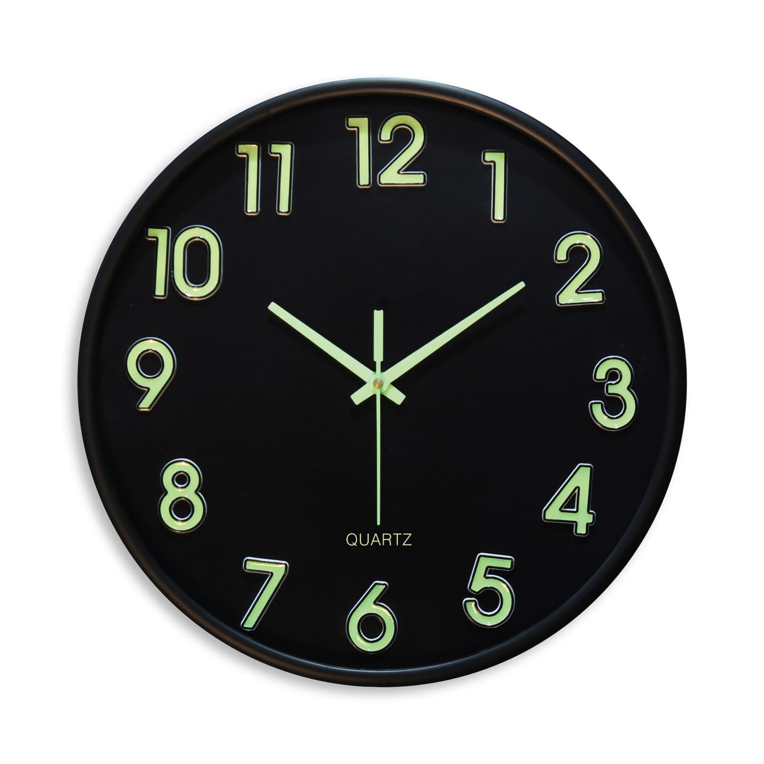 Amazon Brand- Solimo 12-Inch Analog Wall Clock - Luminous Night Glow-In-The-Dark Design, Radium Dial, Silent Non-Ticking Sweep