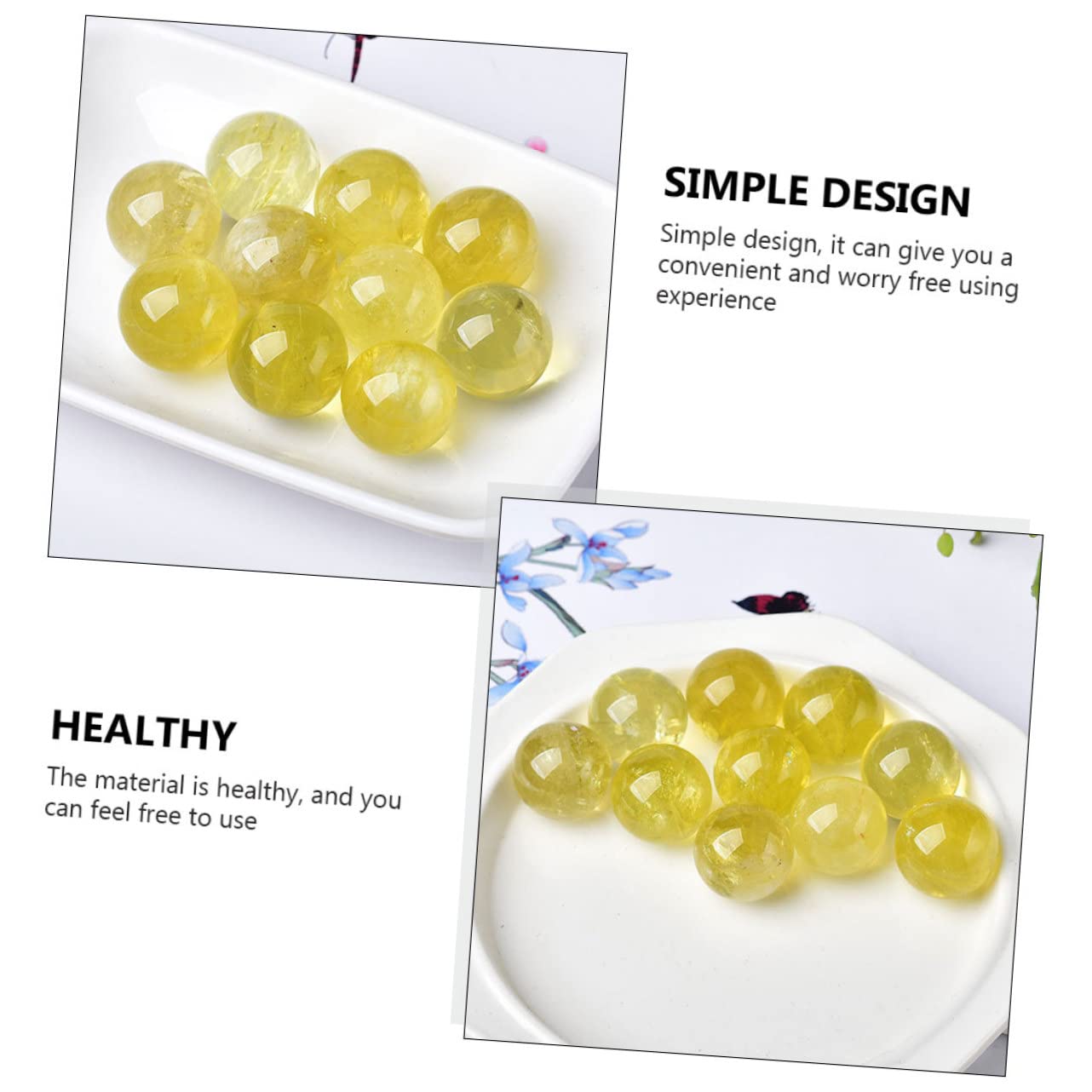 BESTOYARD 2 Pcs Citrine Ball Dinning Table Decor Dining Table Decoration Table Decorations Decorative Sphere Decor for Table Gem