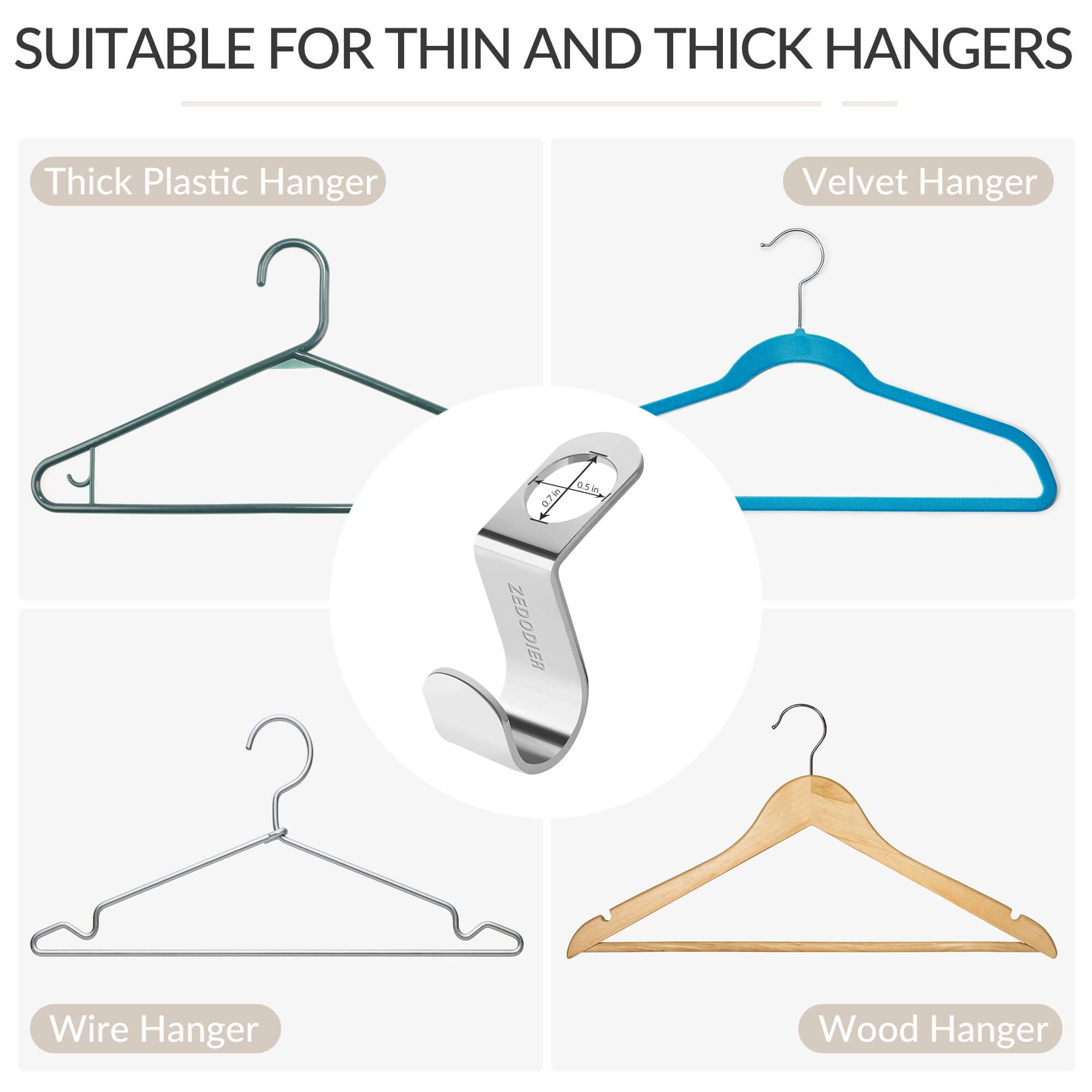 Zedodier Metal Clothes Hanger Connector Hooks, 20 Pack Super Sturdy Hanger Extender Hooks, Efficient Closet Space Saver, Easy To