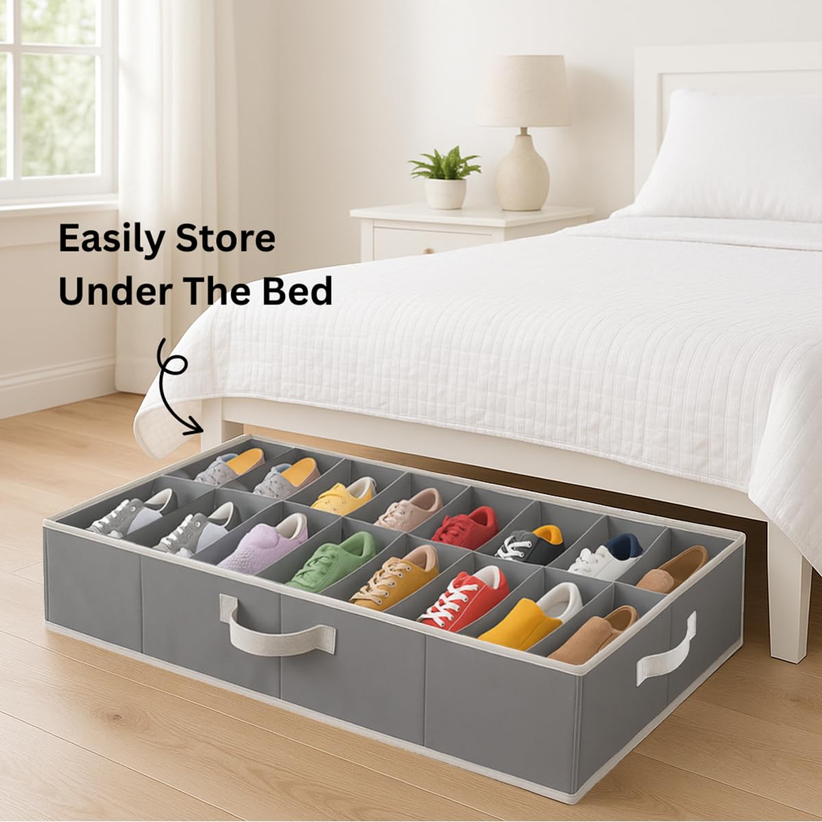Under Bed Shoe Storage Organizer - TEAR-RESISTANT Heavy Duty 600D Material - Fits All Styles Men 's and Women 's Shoes, Up to 16