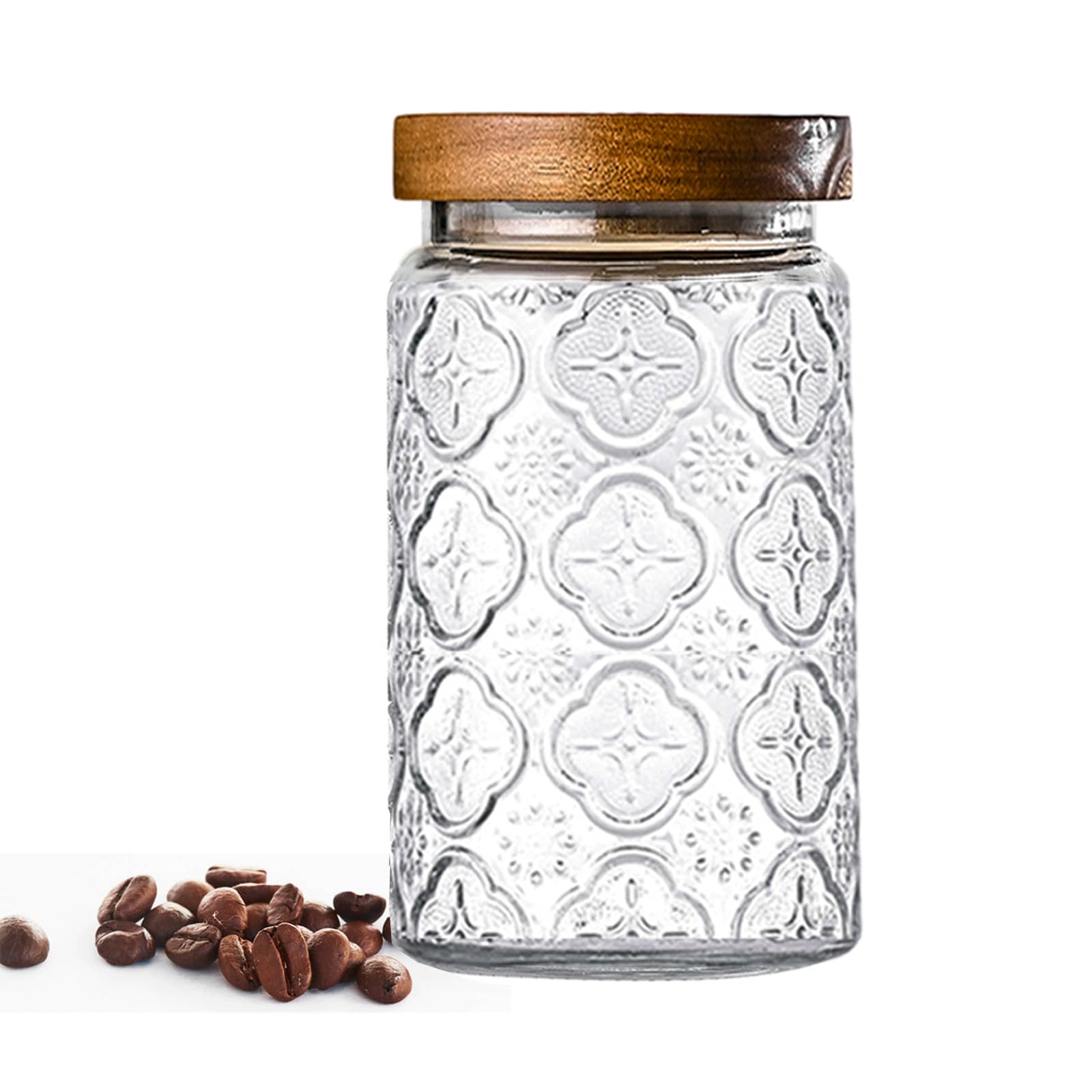 Adodeen 3-Pack 24oz Vintage Glass Jar With Lid, Glass Storage Containers, Airtight Kitchen Storage Containers For Sugar, Coffee,